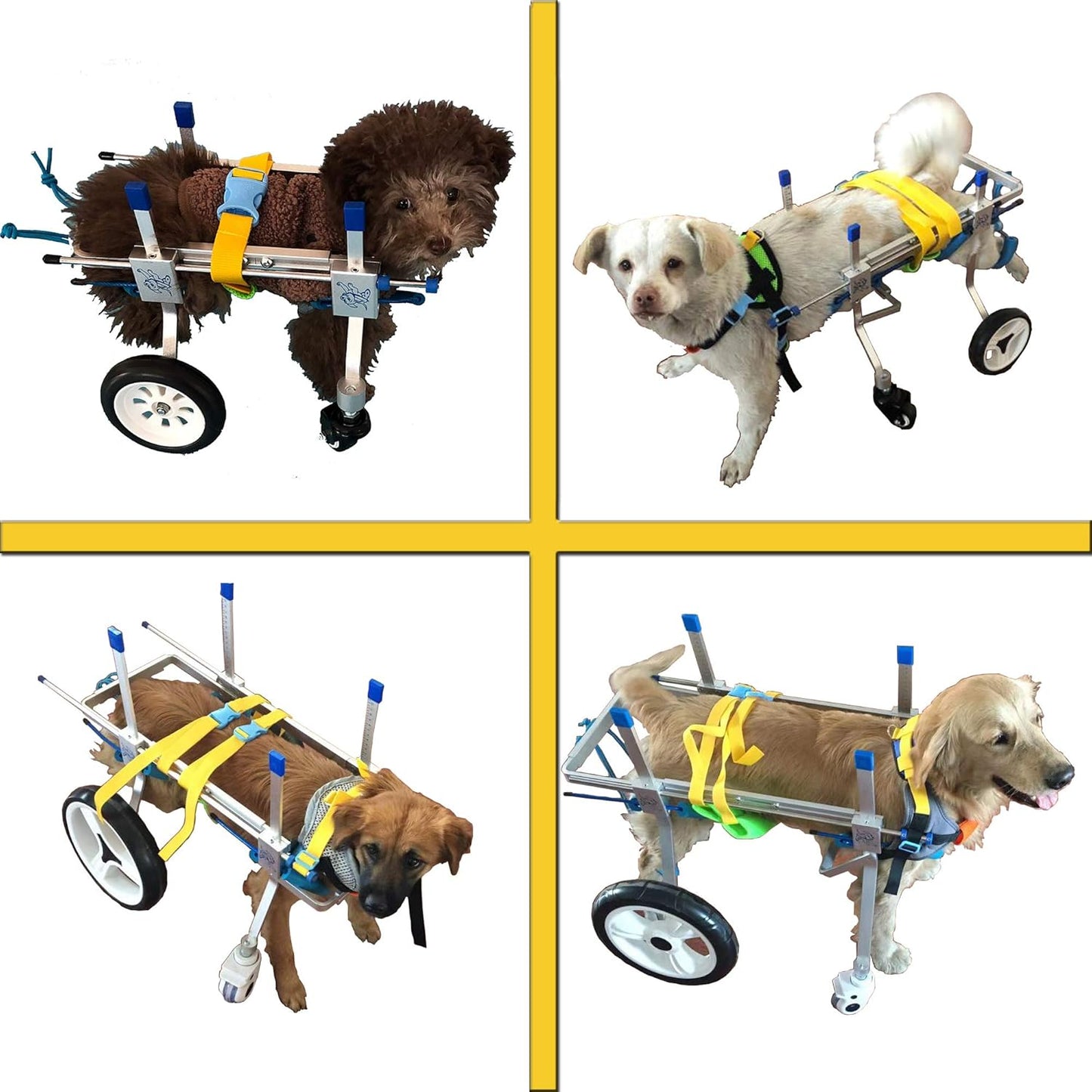 4 Wheel Adjustable Dog Wheelchair, Detachable Dog Wheelchair, Pet Rehabilitation Cart, Pet Wheelchair, Lightweight Aluminum Dog Wheelchair (XXS)