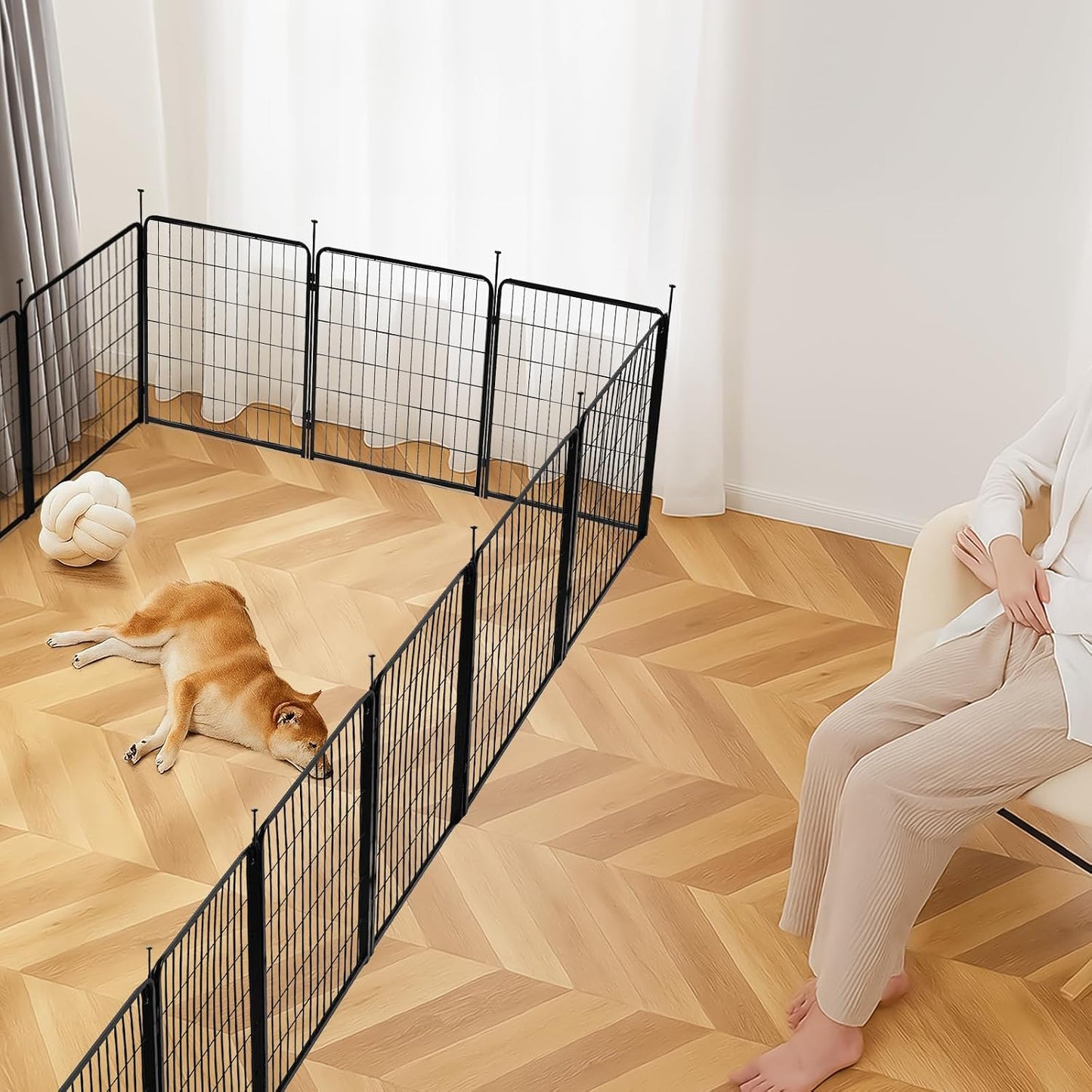 Dog Playpen, 8 Panels Metal Fence with Door, Foldable for Indoor and Outdoor Use, Suitable for Small to Medium Sized Dogs, 30 Inch Height, Black