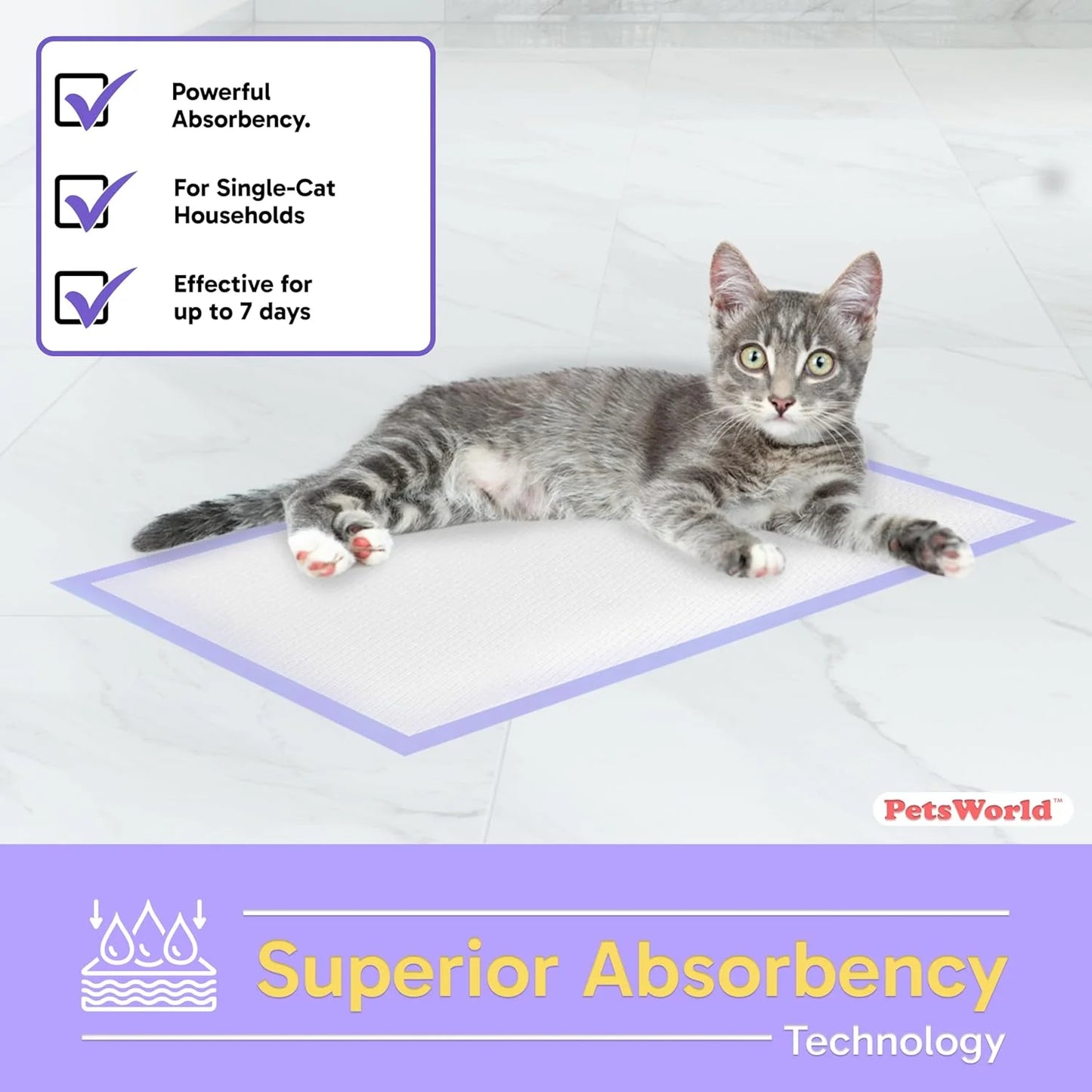 Cat Litter Pads Fresh Scent 50 Count, Heavy Duty Absorbancy
