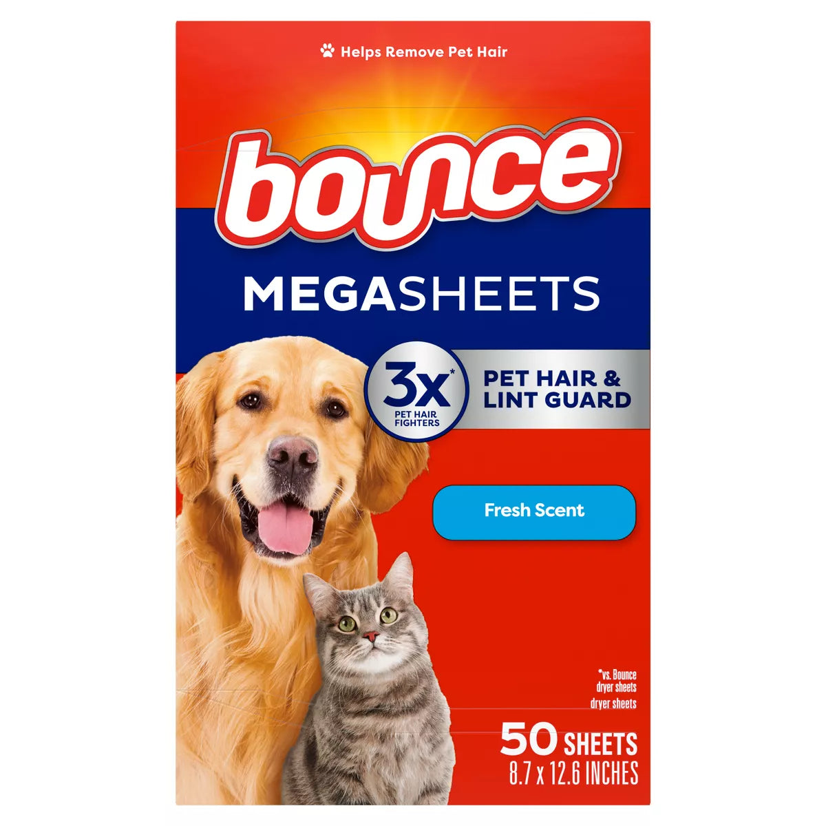Bounce Fresh Scent Pet Hair and Lint Guard Mega Fabric Softener Dryer Sheets