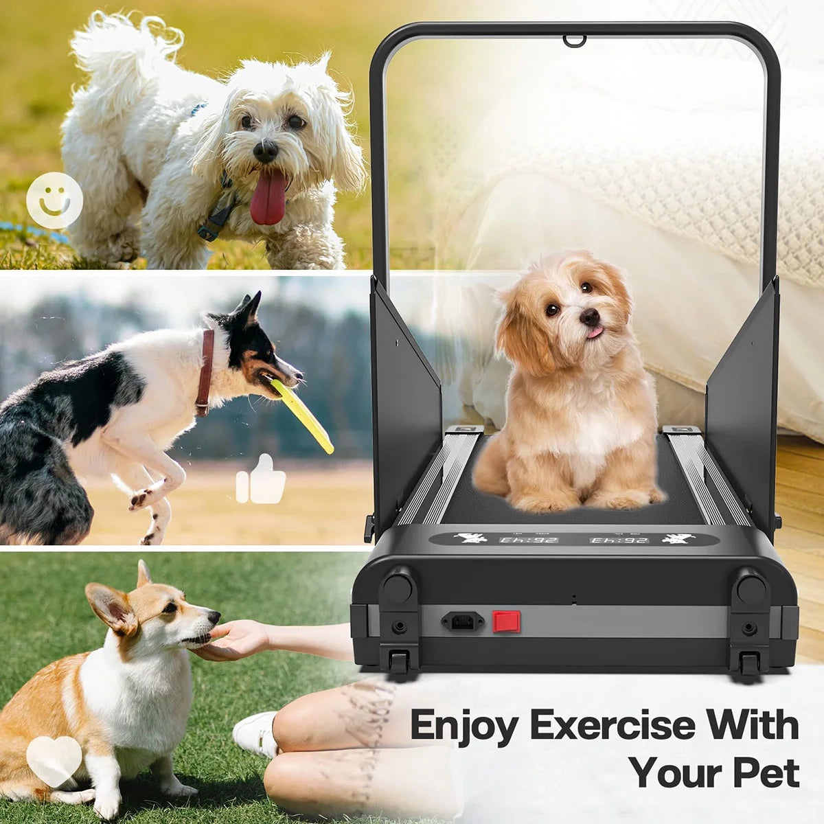 Dog Treadmill for Small Dogs,Dog Treadmill with Pre-Set Exercise Programs,Easy to Follow Interface,1.5Hp Folding Dog Treadmill for Medium Dogs Pets,220Lbs Weight Capacity
