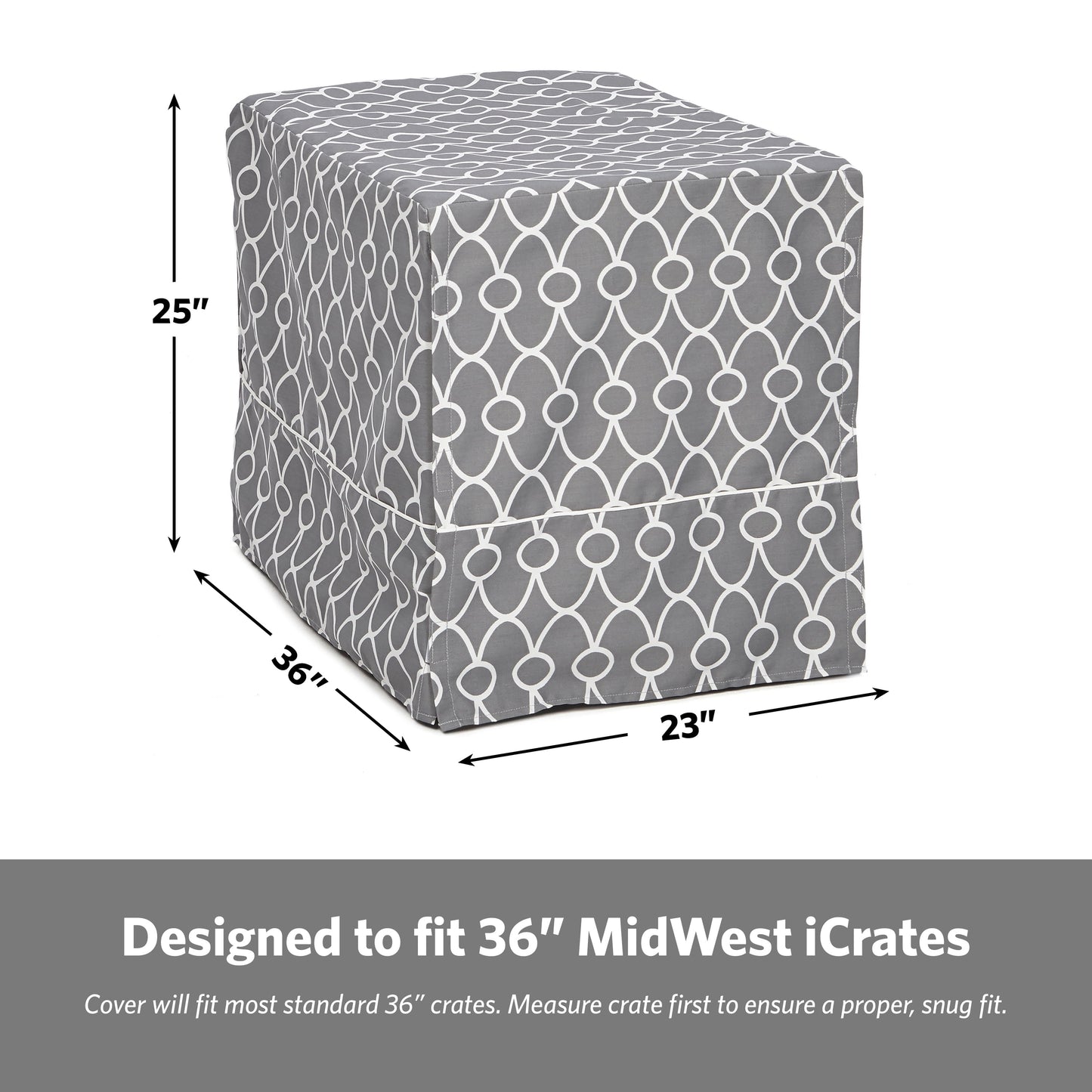 Midwest Homes for Pet Dog Crate Cover, Gray Geometric Pattern, 36"