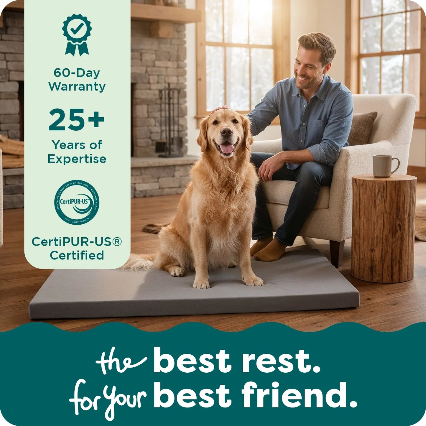 Pet Products Restful Dreamer Large Orthopedic Foam Deluxe Crate Mat, Gray