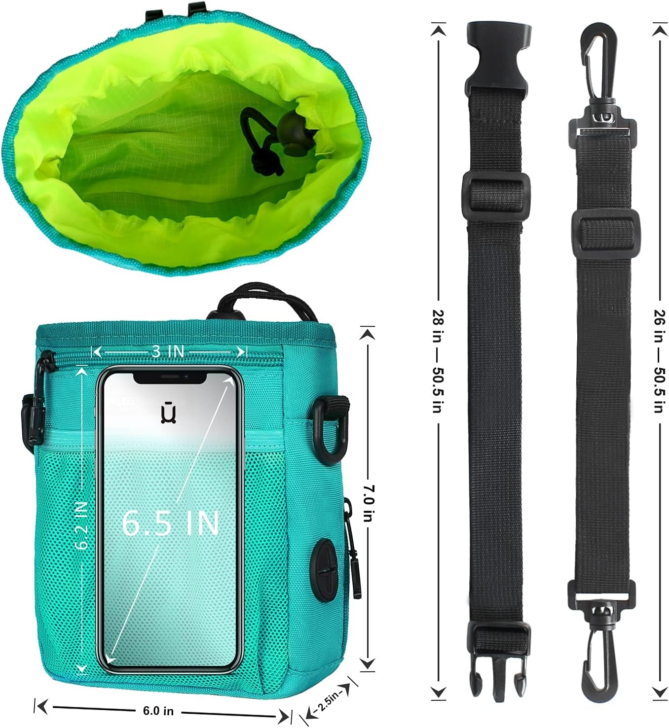 Dog Treat Pouch Waldseemuller Dog Treat Pouch for Training, Dog Training Treat Pouch with Waist Shoulder Strap,Dog Treat Bags Training Pouch 3 Ways to Wear,Dog Treat Pouch for Leash