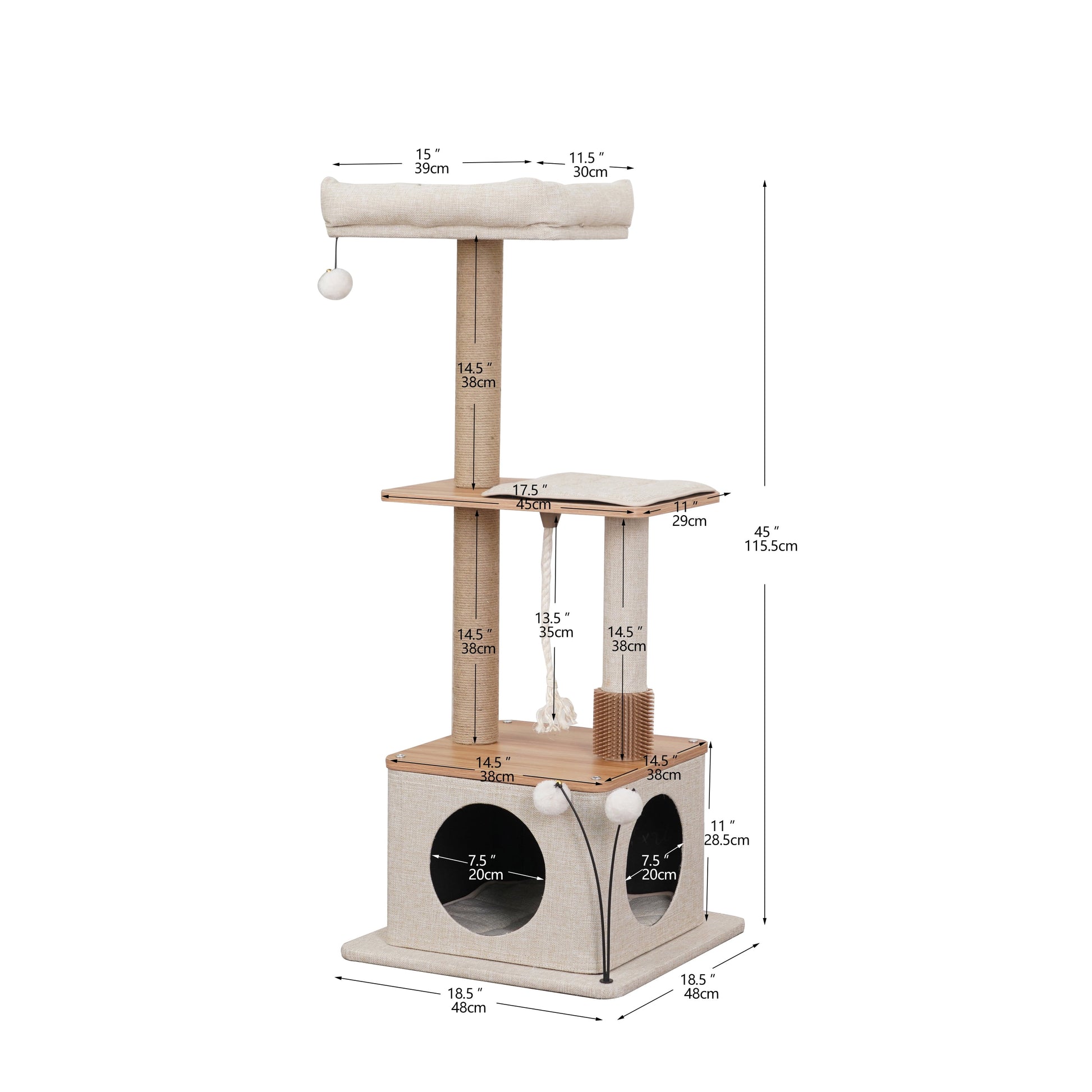 4-Level 46" Multi-Functional Cat Tree with Condo, Perch & Sisal Post, Beige