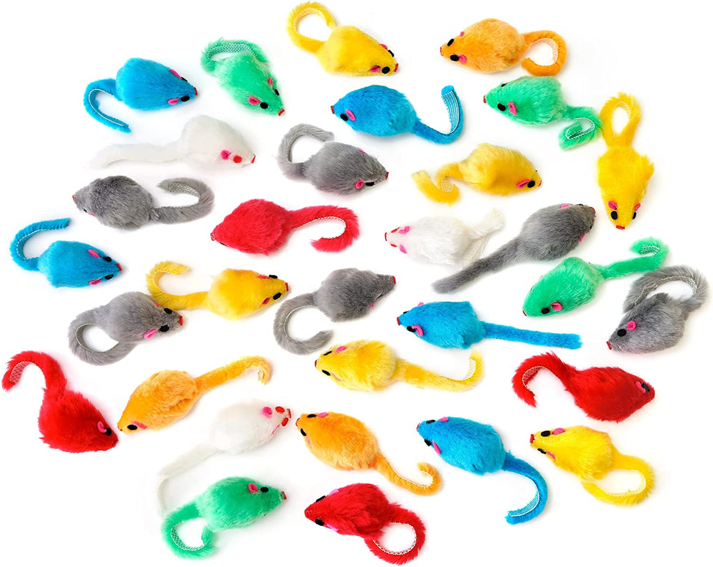 36PCS 4.1'' Furry Cat Toy Mice Rattle Small Mouse Kitten Interactive Play Assort