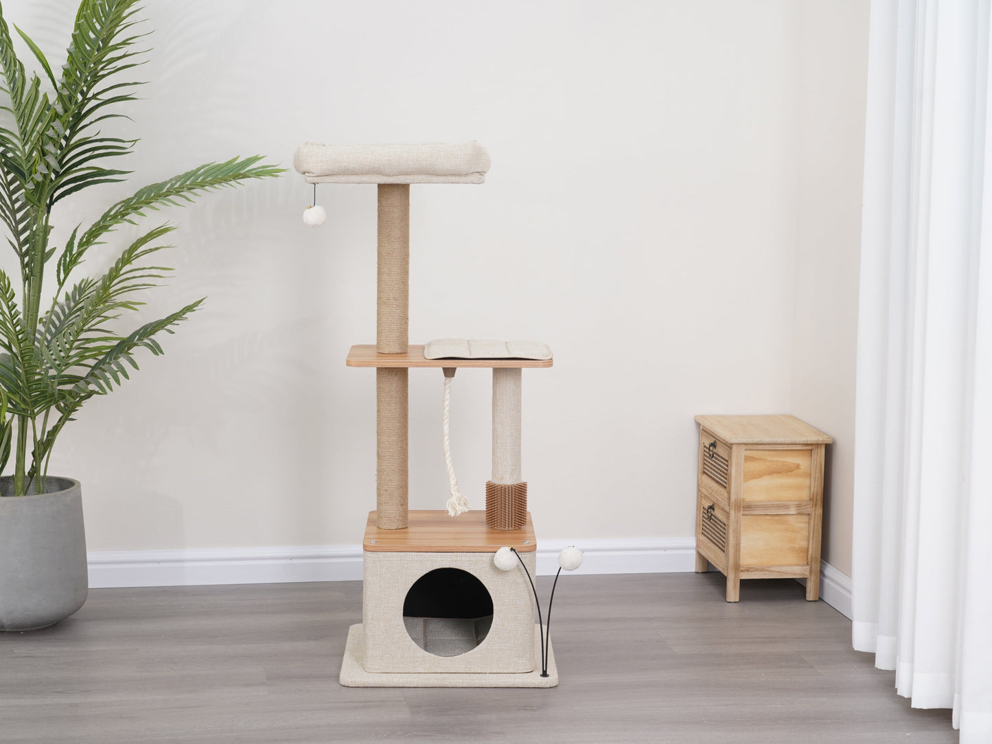 4-Level 46" Multi-Functional Cat Tree with Condo, Perch & Sisal Post, Beige