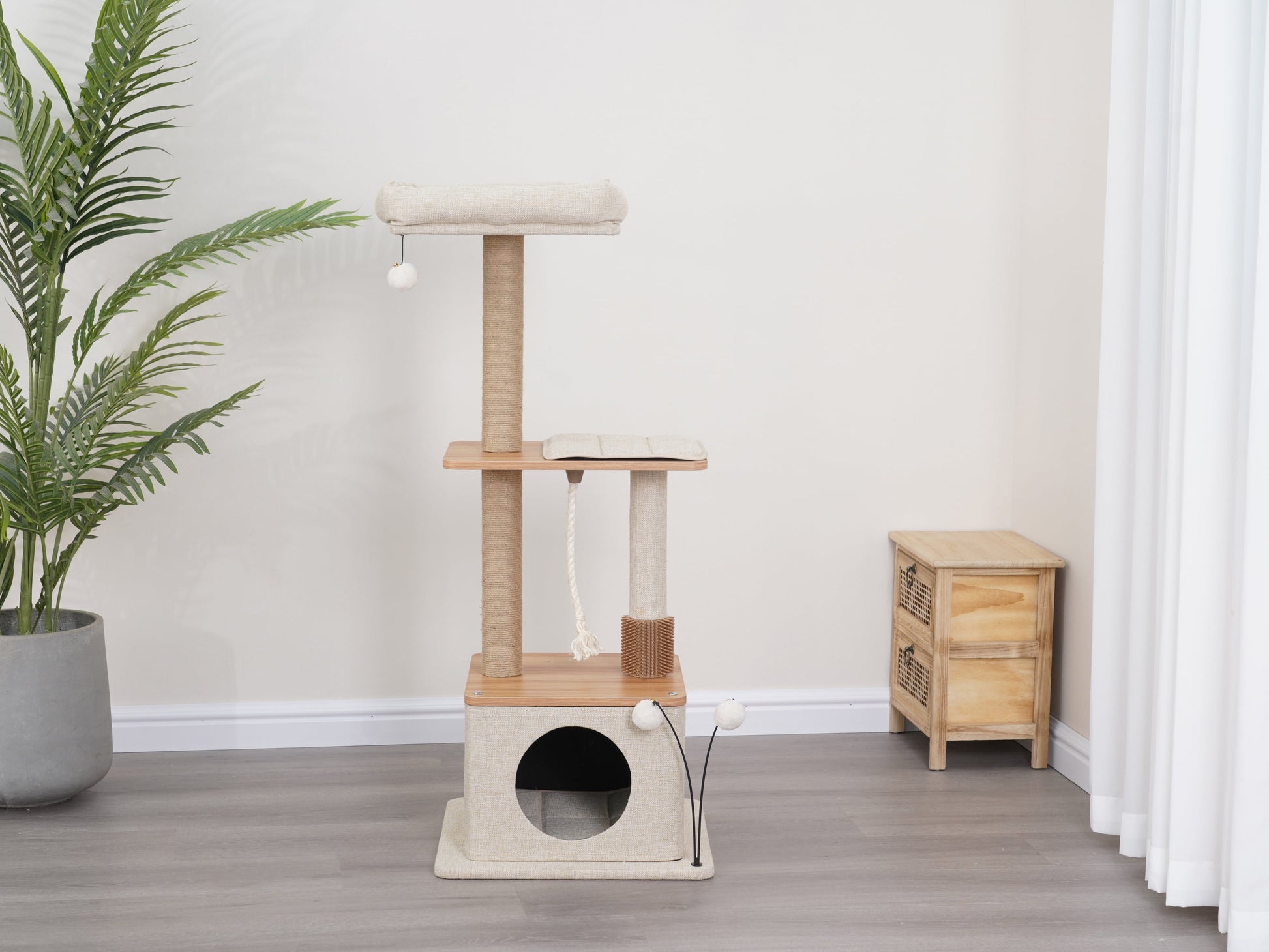 4-Level 46" Multi-Functional Cat Tree with Condo, Perch & Sisal Post, Beige