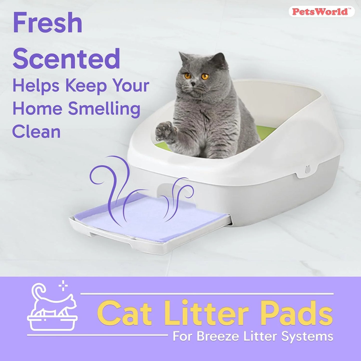 Cat Litter Pads Fresh Scent 50 Count, Heavy Duty Absorbancy