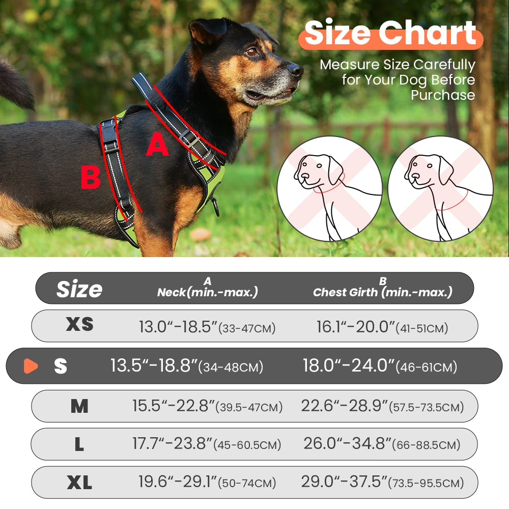 Reflective Dog Harness No Pull Dog Vest Harness with Handle, Breathable Padded Dog Chest Harness Adjustable for Small Dog-Green S