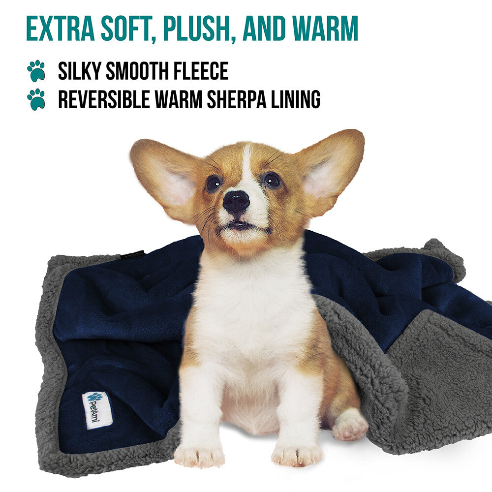 Washable Pet Blanket Fleece Dog Cat Bed Soft Sherpa Reversible Dog Blanket Warm
