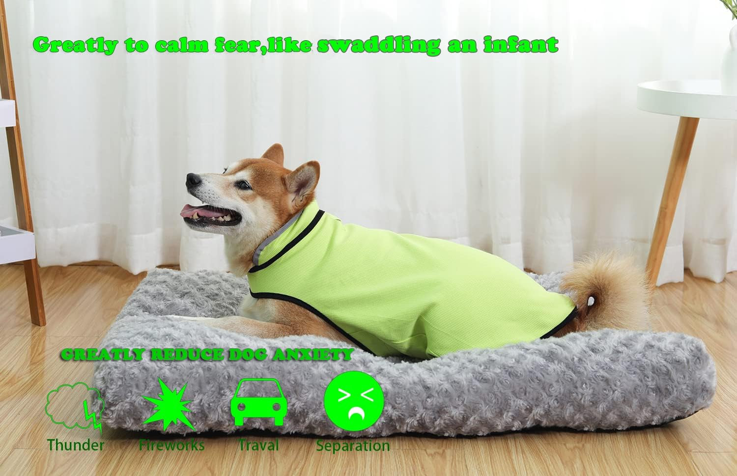 Dog Anxiety Jacket,Calming Solution Coat for Fireworks,Thunder,Travel,Separation for Small Medium Large Breeds,M Green