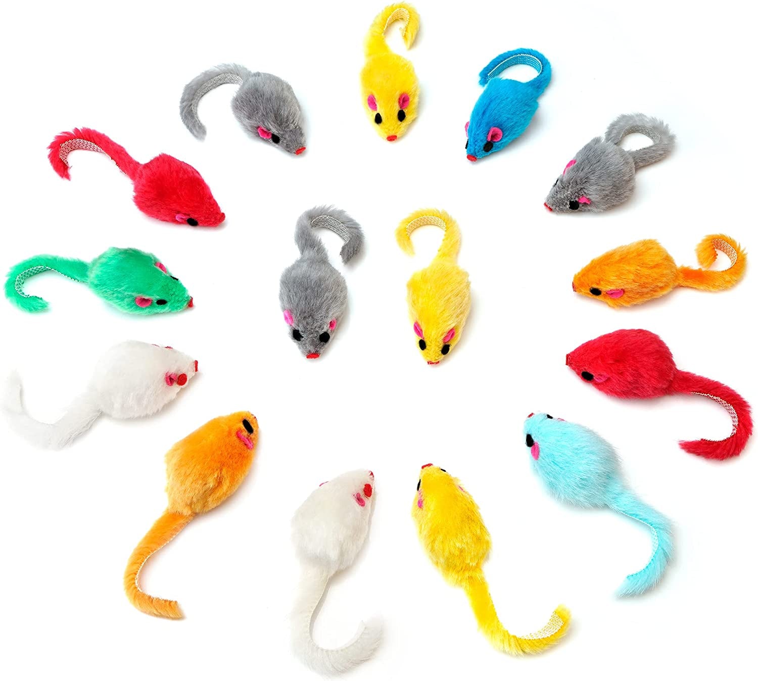 36PCS 4.1'' Furry Cat Toy Mice Rattle Small Mouse Kitten Interactive Play Assort