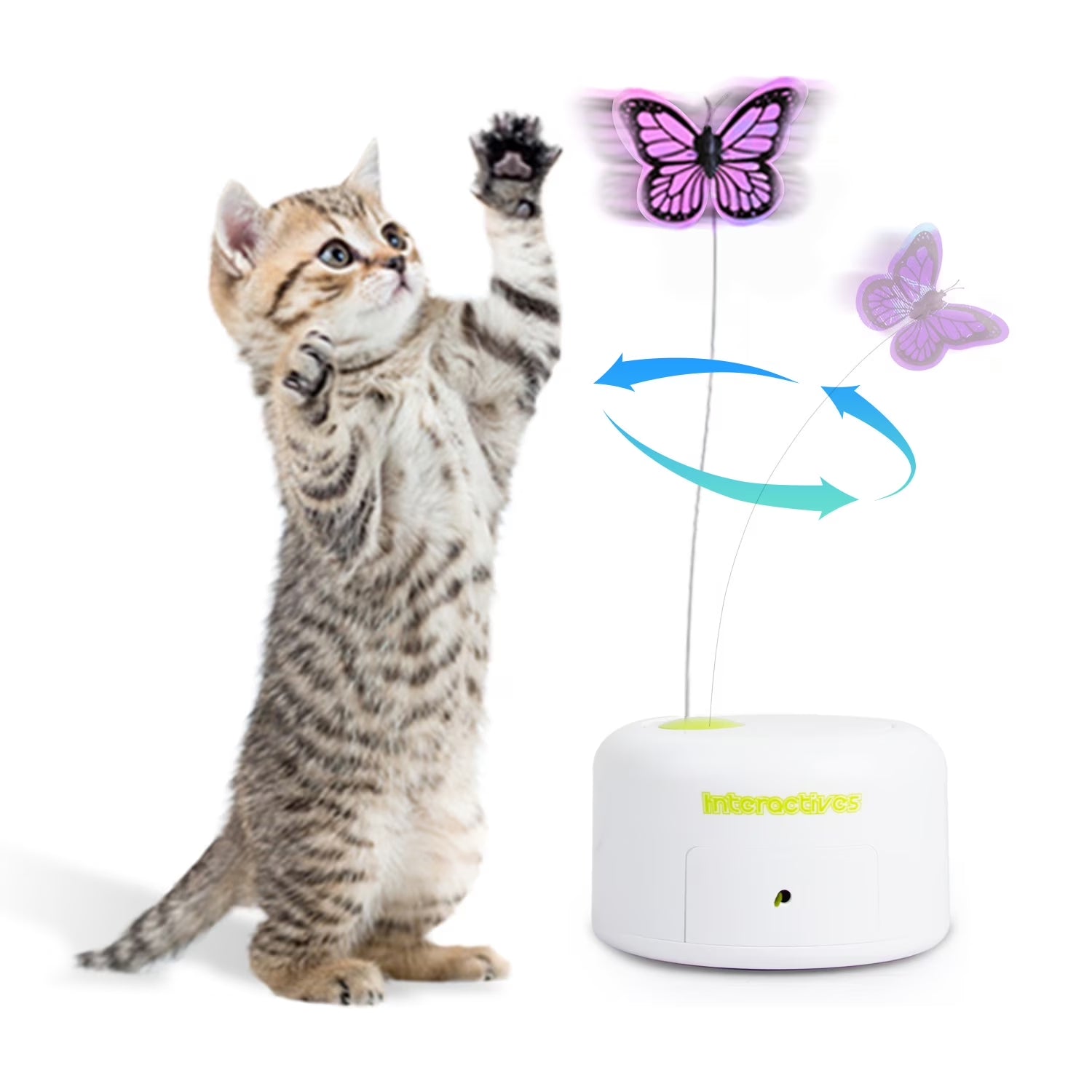 Interactive Cat Butterfly Toy with Motion Sensor, Kitty Flutter Bug Toy Includes One Butterfly Replacement