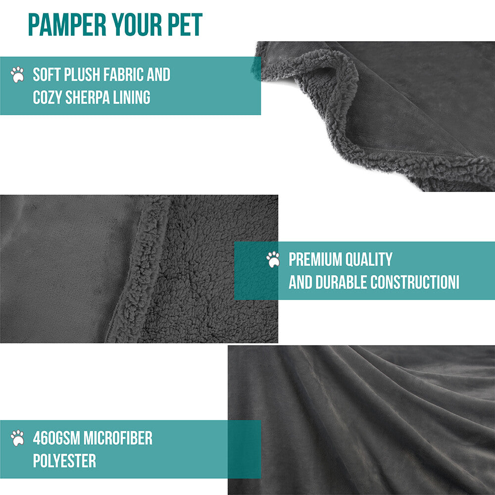 Washable Pet Blanket Fleece Dog Cat Bed Soft Sherpa Reversible Dog Blanket Warm