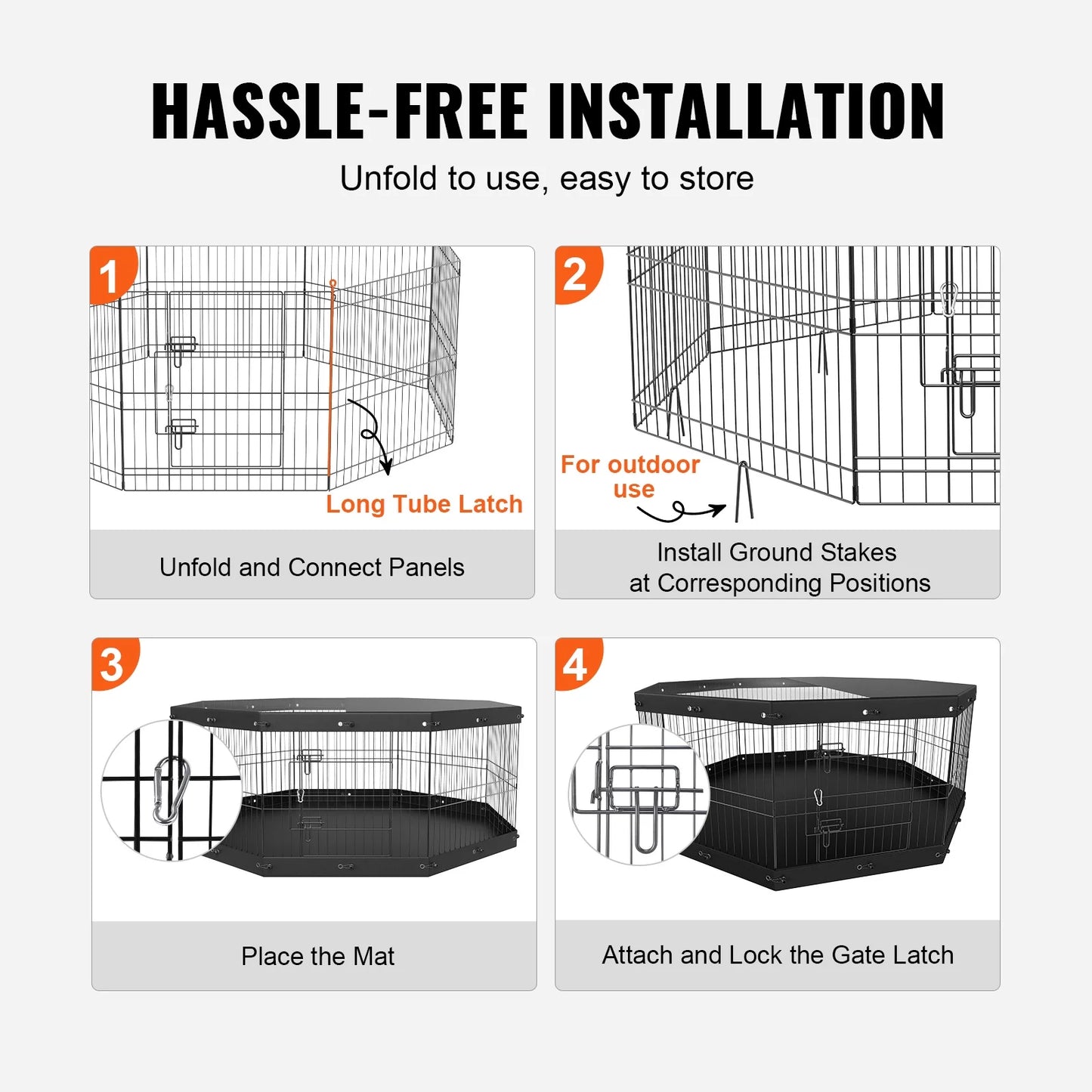 Dog Playpen 8 Panels Foldable Metal Dog Exercise Pen with Cover and Pad