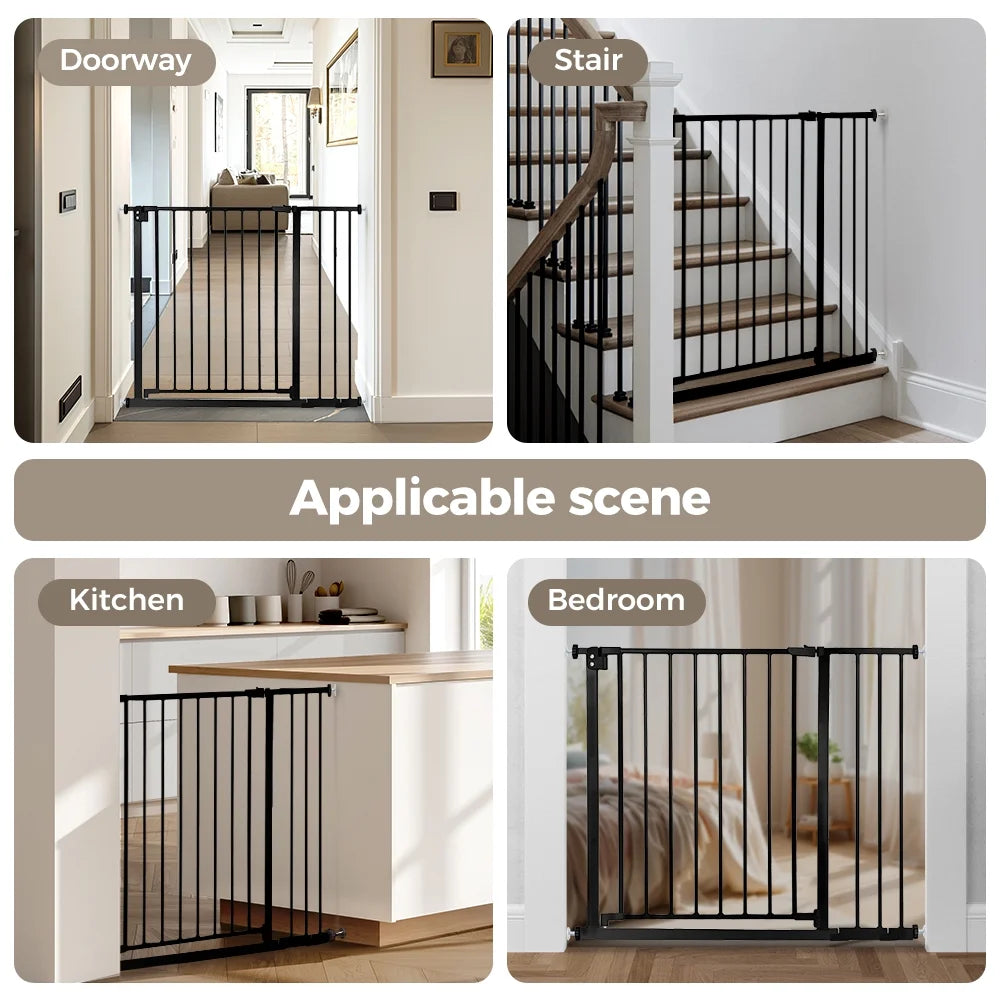 Baby Safety Gate, Dog Gates for Top Stairs Doorway, 29.5''- 40.5''Wide Pressure Mount, Black