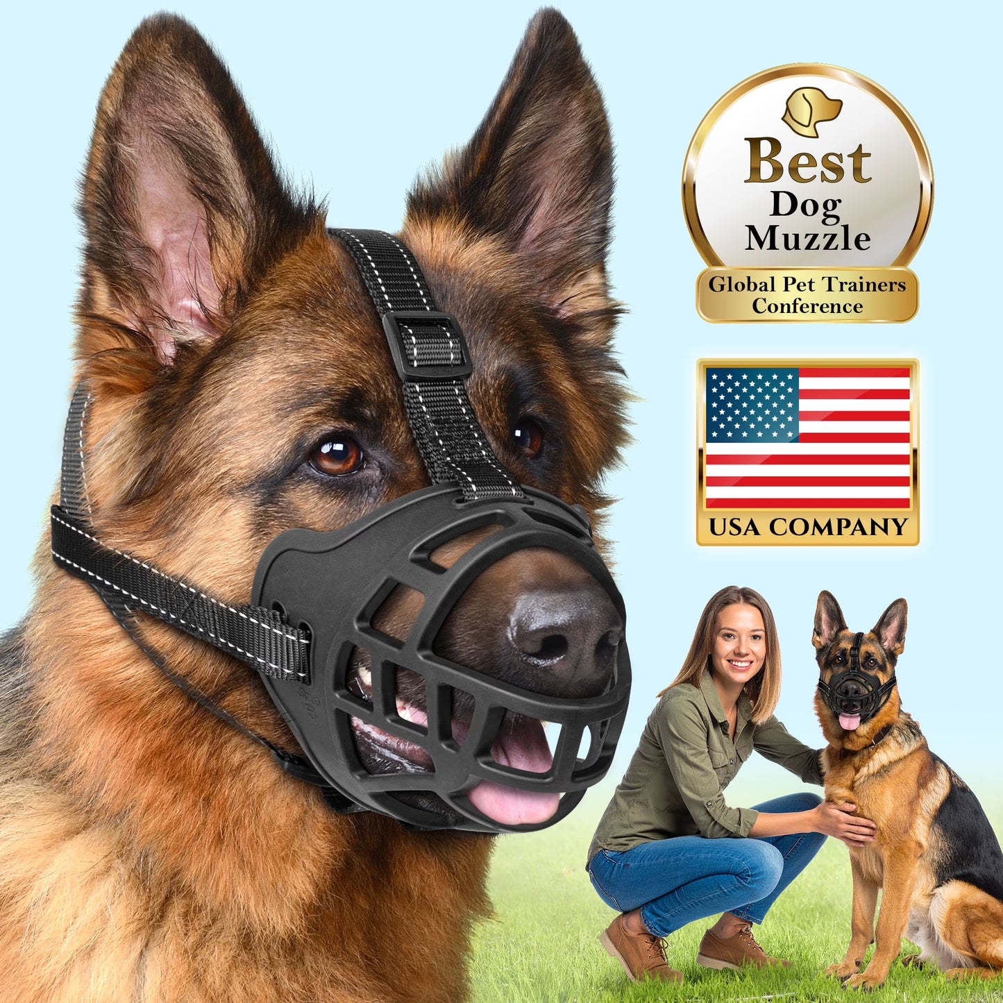Dog Muzzle Breathable Basket Mouth Guard for Grooming & Training, Black, Size M, 1 Pack
