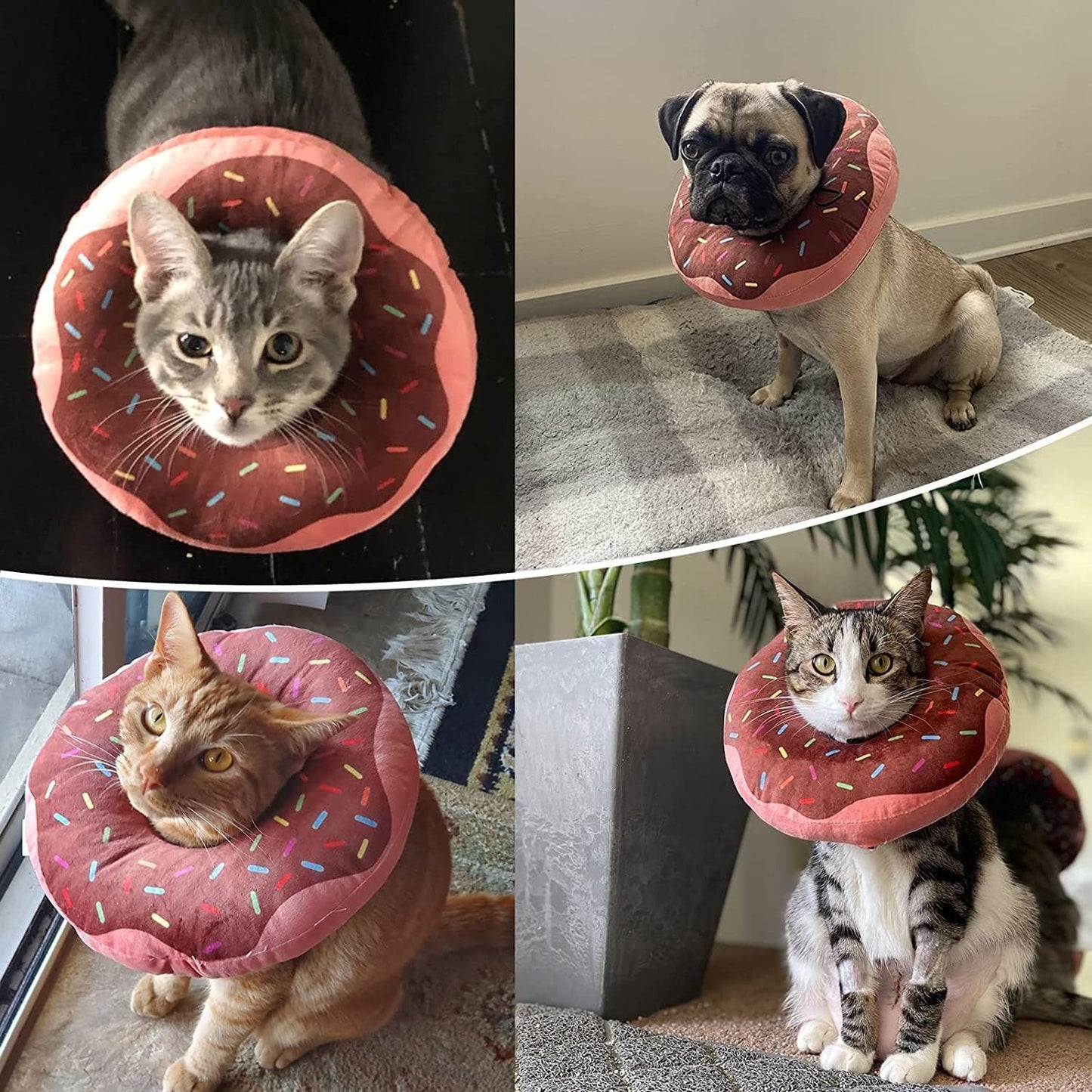 Cat Cone Collars Soft,Cat Recovery E Collars after Surgery to Stop Licking,Waterproof Adjustable Elizabeth Neck Cones Cute Pet Donut Pillow for Cats Kitten Puppy Wound Healing after Surgery
