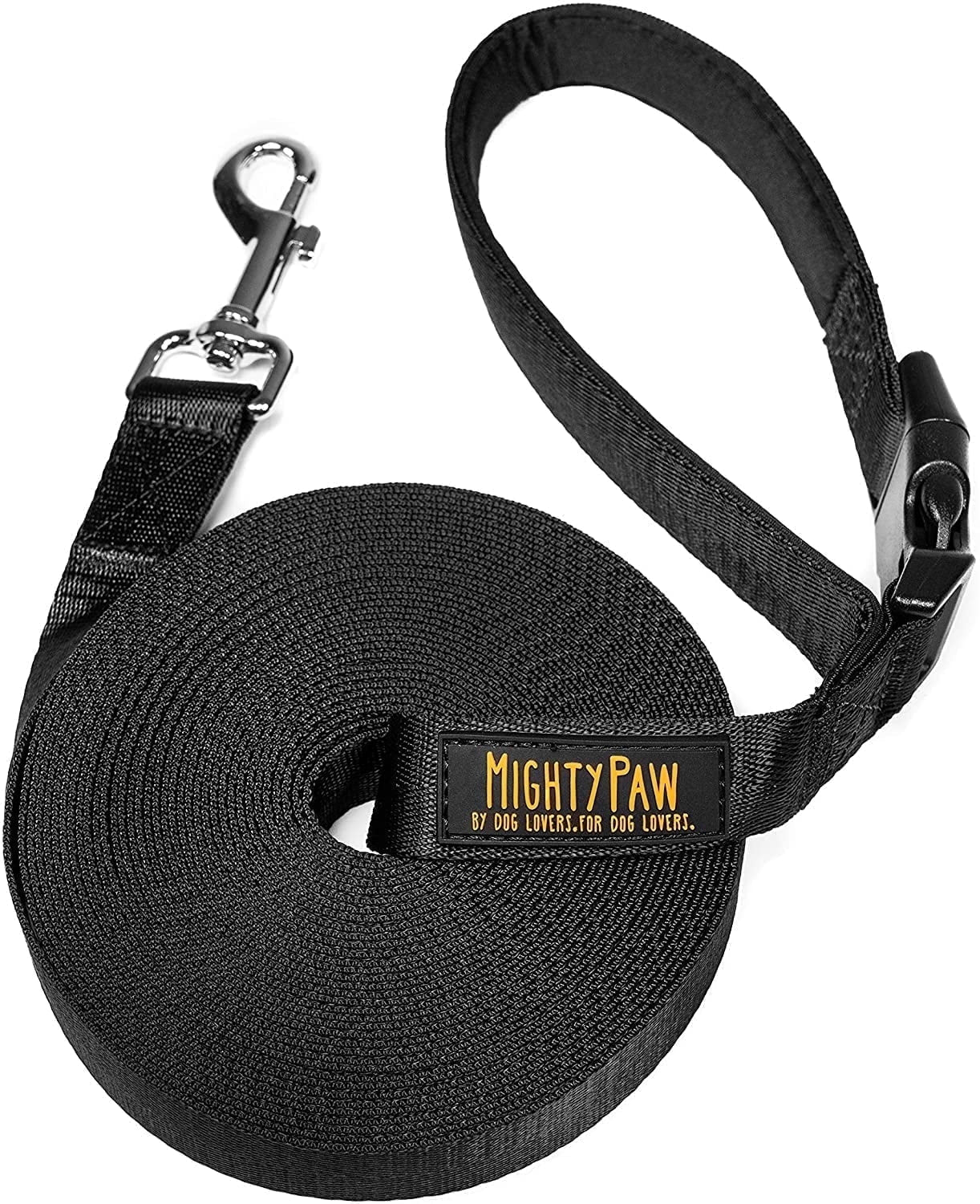 Long Dog Leash, Pet Leash, for off Leash Recall Training Quality Nylon Tie Out Includes a Buckled Padded Handle for Yard Camping and Training, Puppy Leash, 15Ft