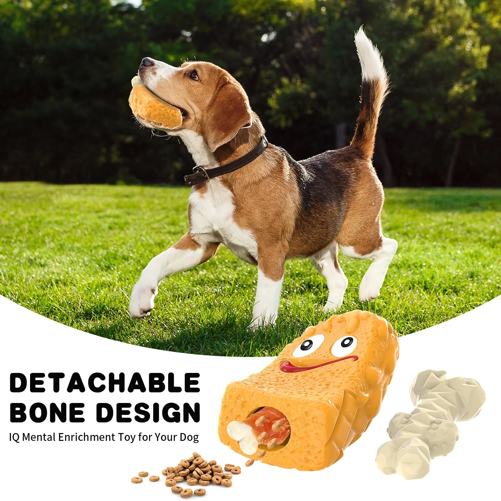 Dog Toys for Aggressive Chewers, Dog Chew Toys, Treat Dispensing Dog Puzzle Toys - Yellow