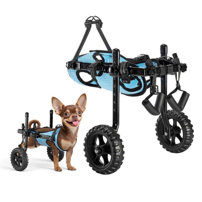 Dog Wheelchair for Back Legs, Adjustable 2 Wheels Pet Wheelchair, Lightweight Dog Cart with Shock-Absorbing Wheels, Mobility Support Wheel Chair for Disabled Injured Dogs up to 22Lbs, Small