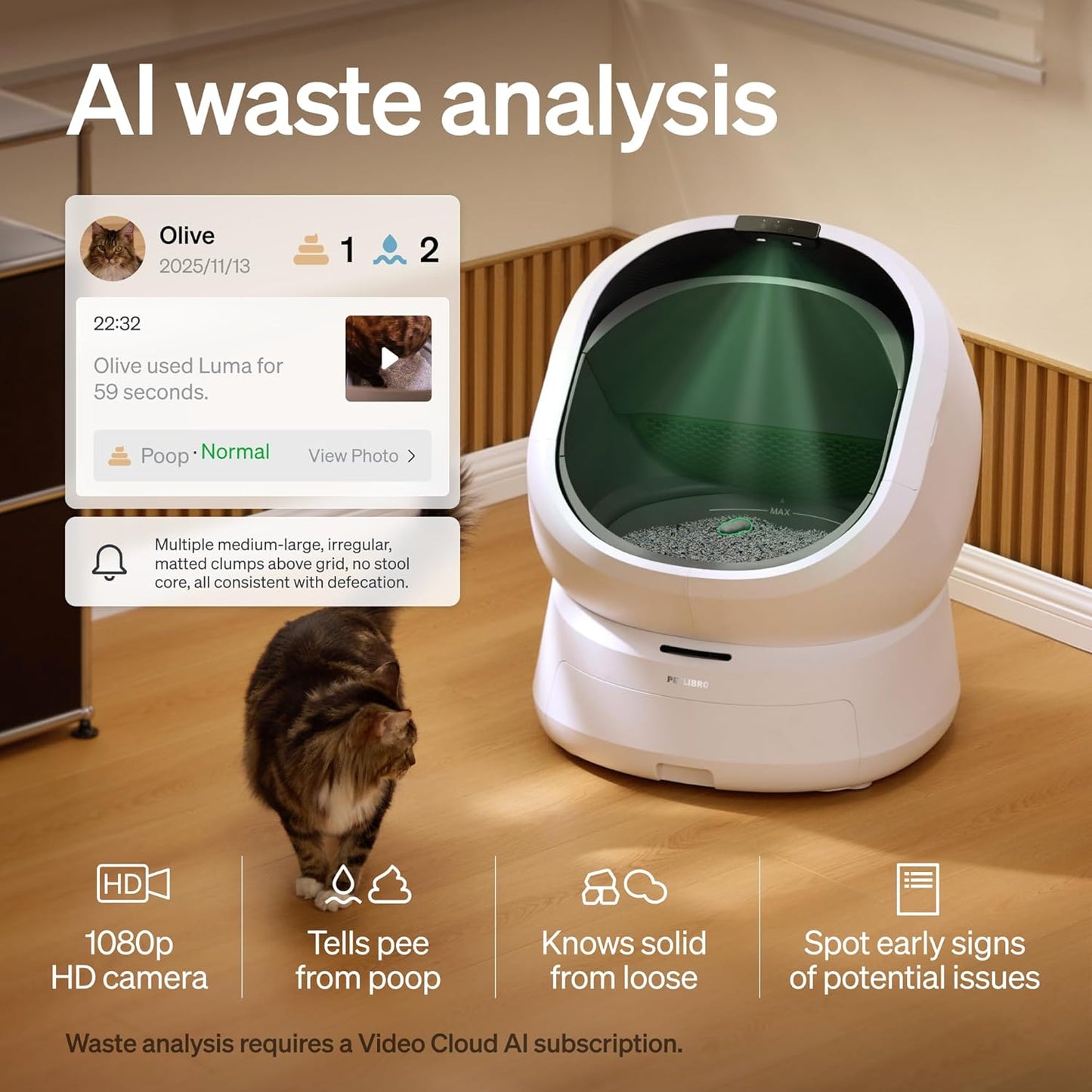 PETLIBRO Luma Automatic Cat Litter Box Ai-Camera Waste Analysis, Auto Odor-Control Self Cleaning Cat Litter Box, Open-Top Smart Robot with Multi-Cats Recognition