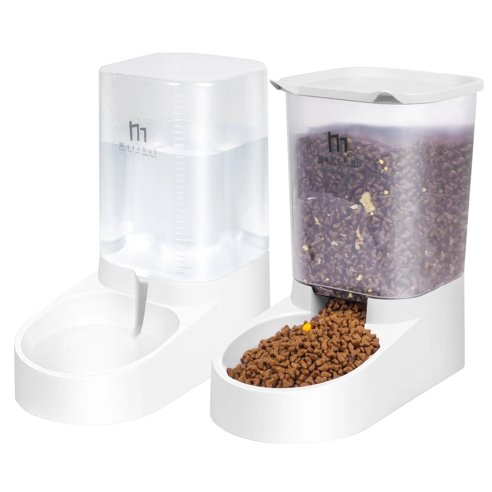 Automatic Gravity Pet Feeder and Water Dispenser Set for Cats Dogs, 3.8L, 2 Pack