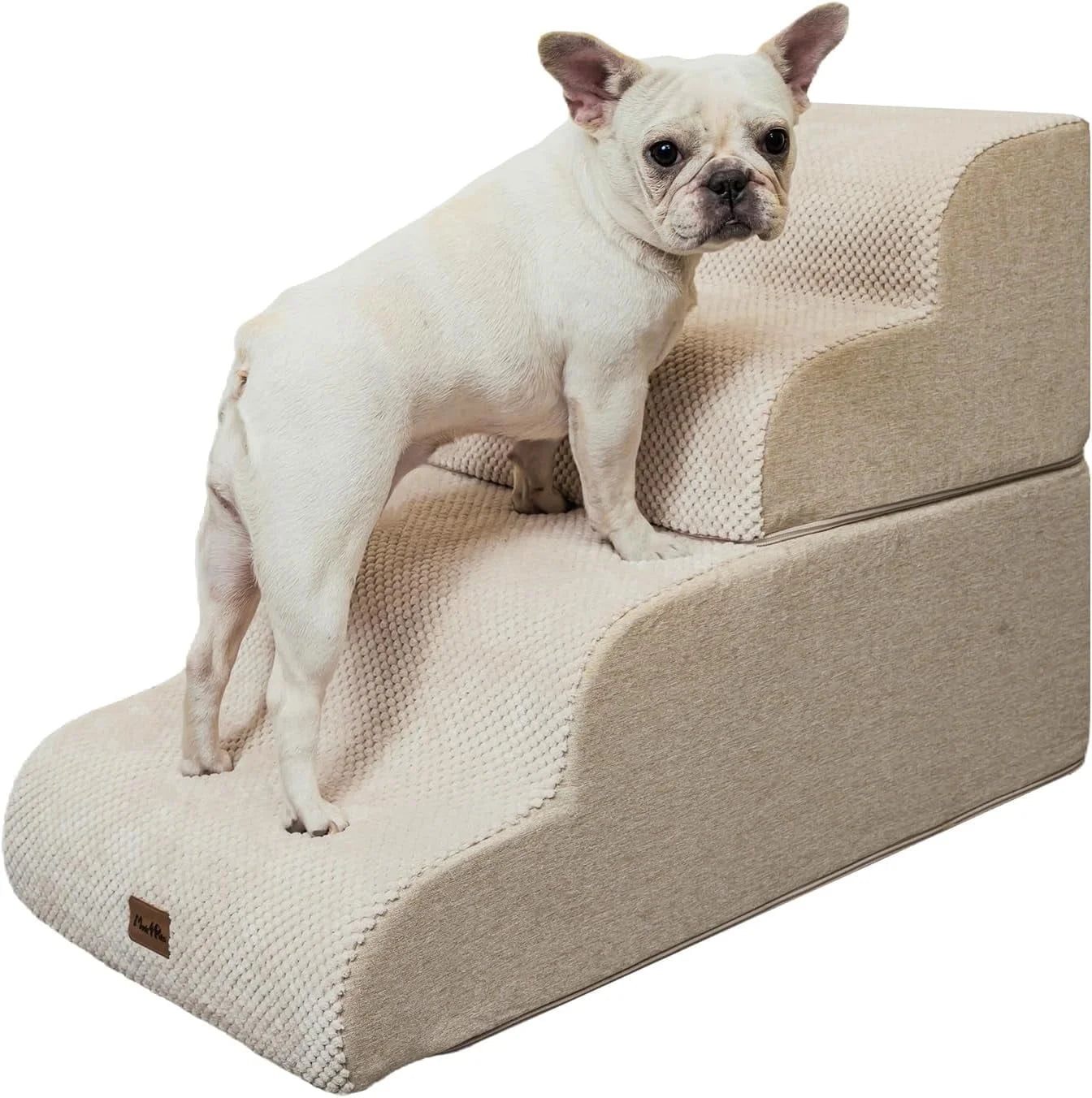 Dog Stairs Ramp for Bed, 4-Step Dog Steps for High Bed Couch Sofa Climbing, Beige