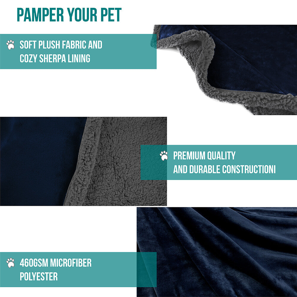 Washable Pet Blanket Fleece Dog Cat Bed Soft Sherpa Reversible Dog Blanket Warm