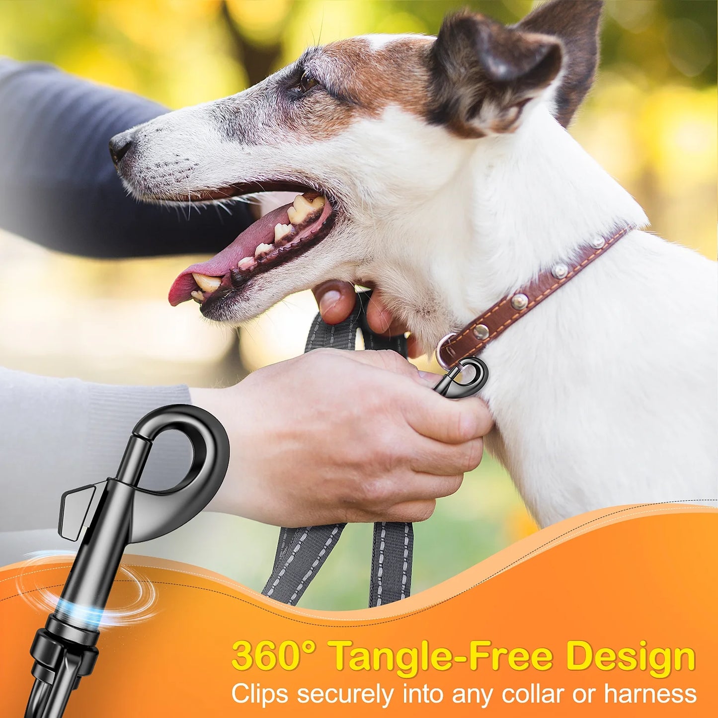 Retractable Dog Leash Outdoor Walk, Hands-Free Pet Walking Leash, Reflective Running Leash for All Size Dogs, Tangle-Free One-Hand Brake Heavy Duty 10Ft Pet Leash