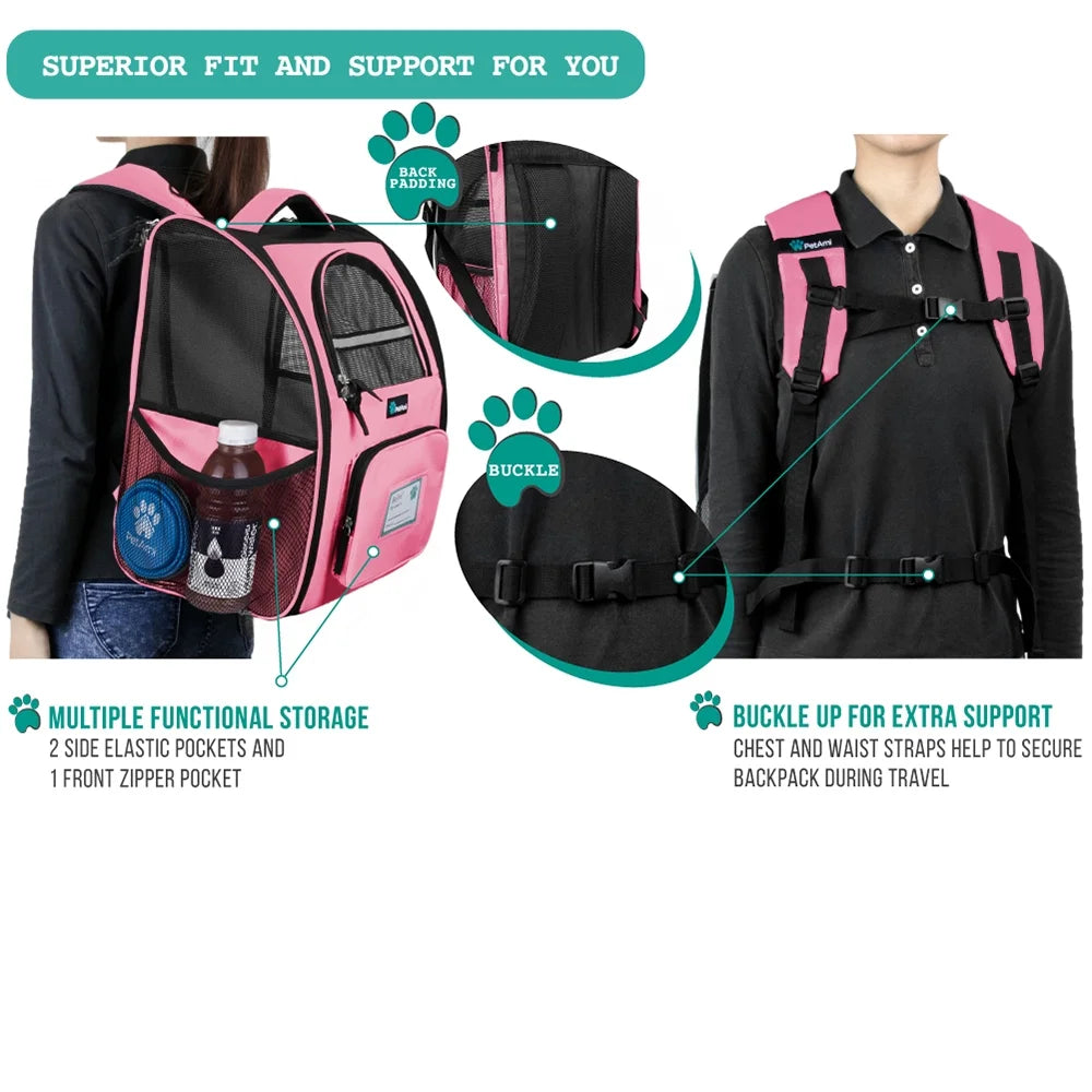 Deluxe Pet Carrier Backpack, Pink