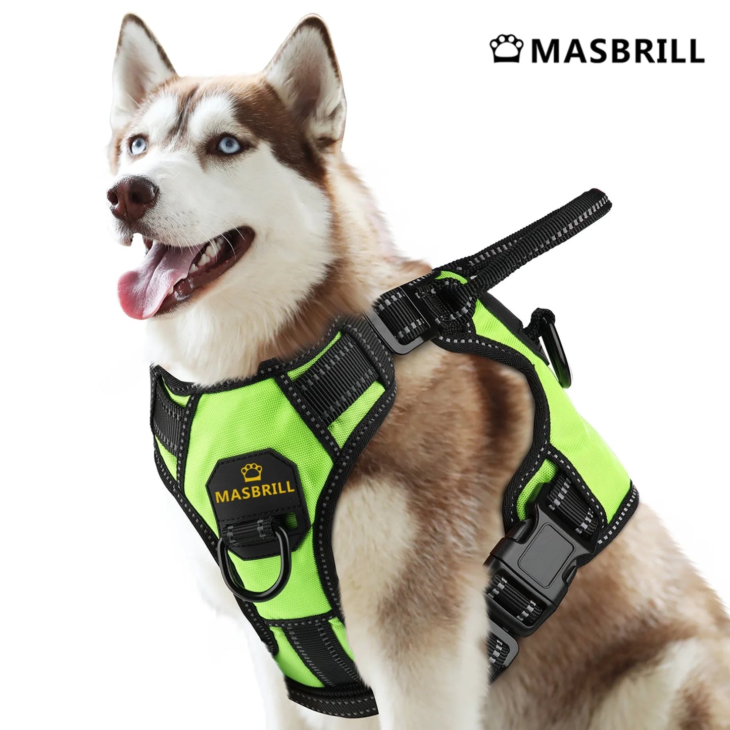 Reflective Dog Harness No Pull Dog Vest Harness with Handle, Breathable Padded Dog Chest Harness Adjustable for Small Dog-Green S