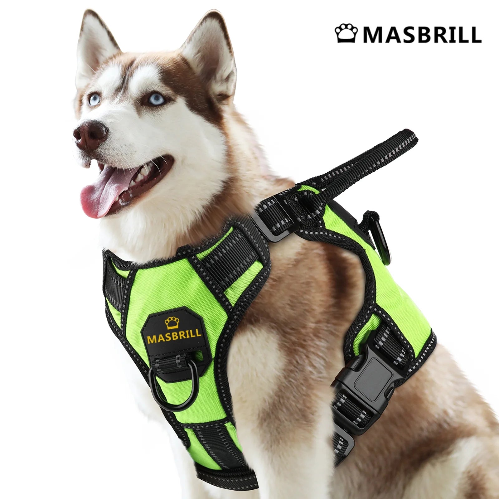 Reflective Dog Harness No Pull Dog Vest Harness with Handle, Breathable Padded Dog Chest Harness Adjustable for Small Dog-Green S