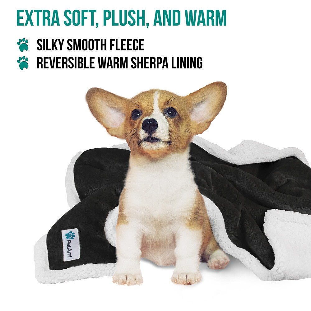 Washable Pet Blanket Fleece Dog Cat Bed Soft Sherpa Reversible Dog Blanket Warm