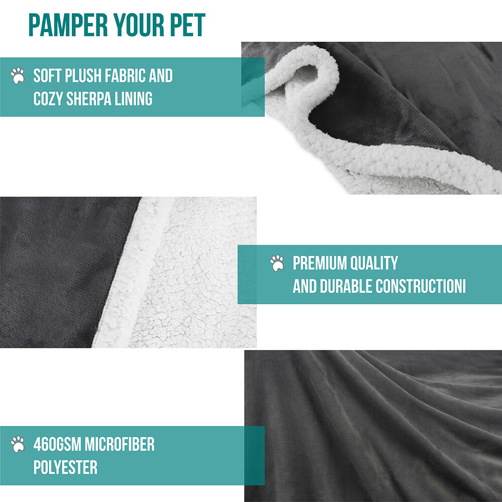 Washable Pet Blanket Fleece Dog Cat Bed Soft Sherpa Reversible Dog Blanket Warm