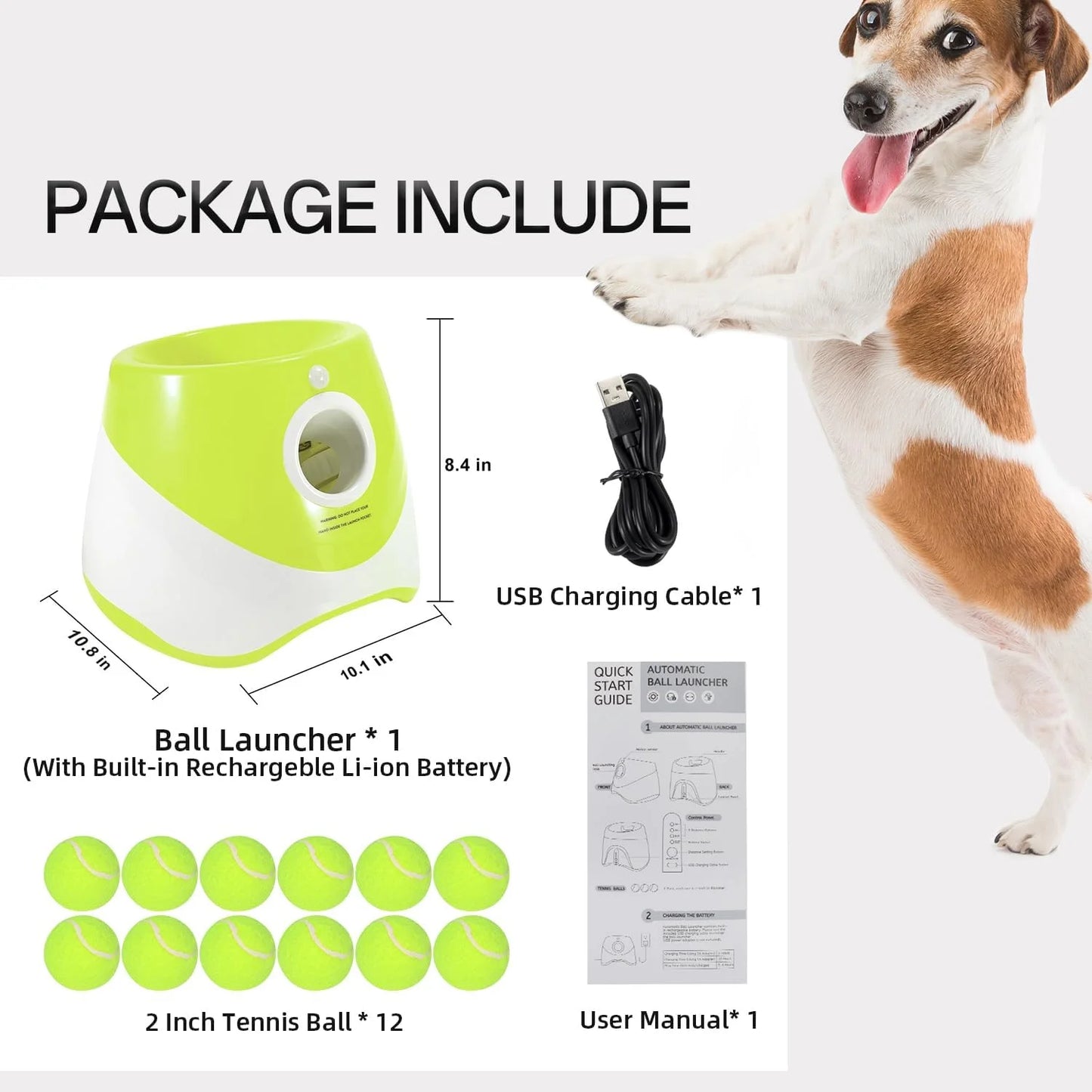 Ball Thrower for Dogs,Interactive Dog Fetch Machine,Automatic Ball Launcher for Dogs with 12 Tennis Balls,Dog Ball Thrower Machine with 10-30Ft 3 Launching Distance,For Small Dogs Indoor & Outdoor