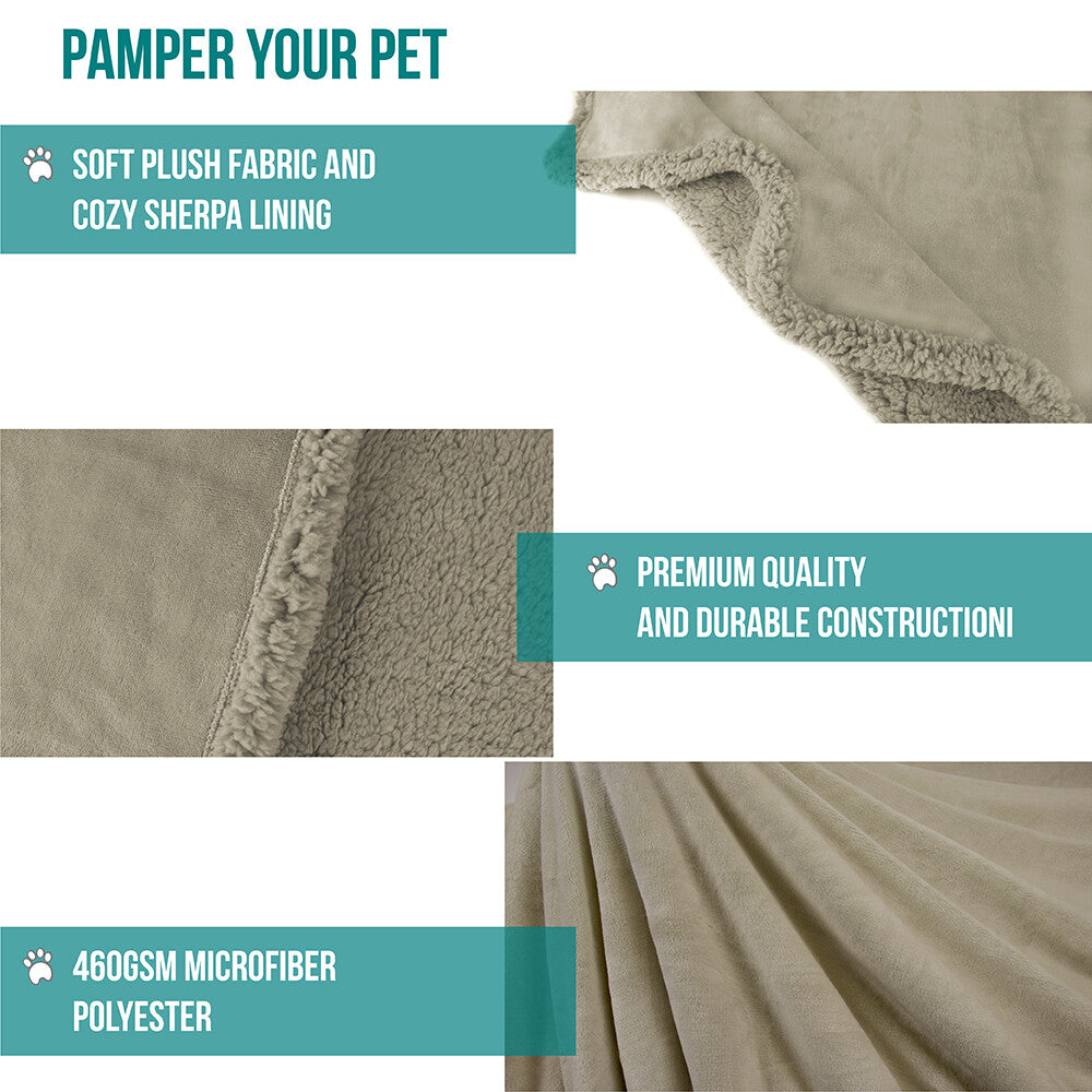 Washable Pet Blanket Fleece Dog Cat Bed Soft Sherpa Reversible Dog Blanket Warm