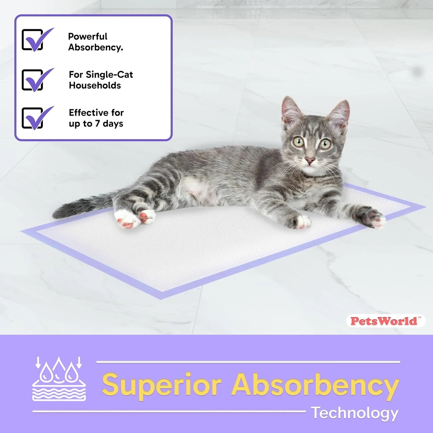 Cat Litter Pads Fresh Scent 50 Count, Heavy Duty Absorbancy