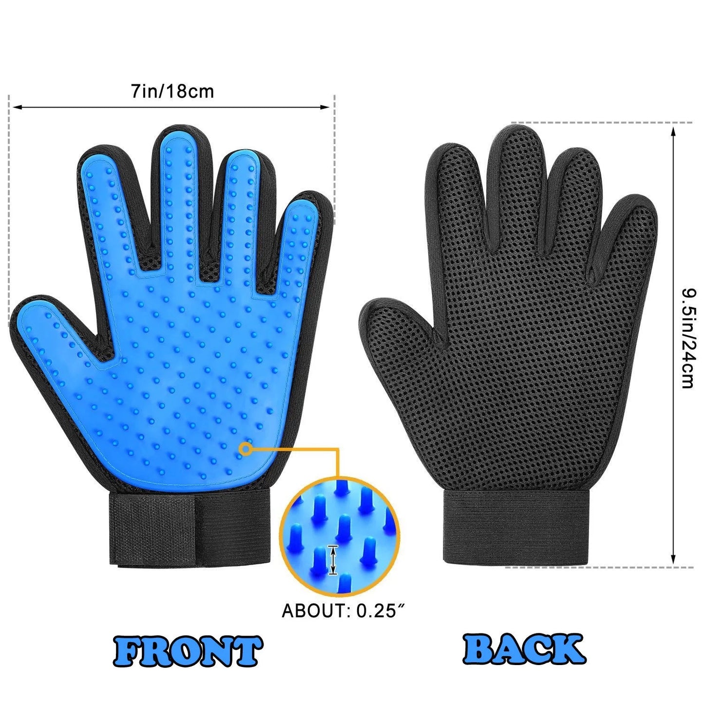 Pet Grooming Gloves Brush Dog Cat Hair Remover Mitt Massage Deshedding 1 Pair Red