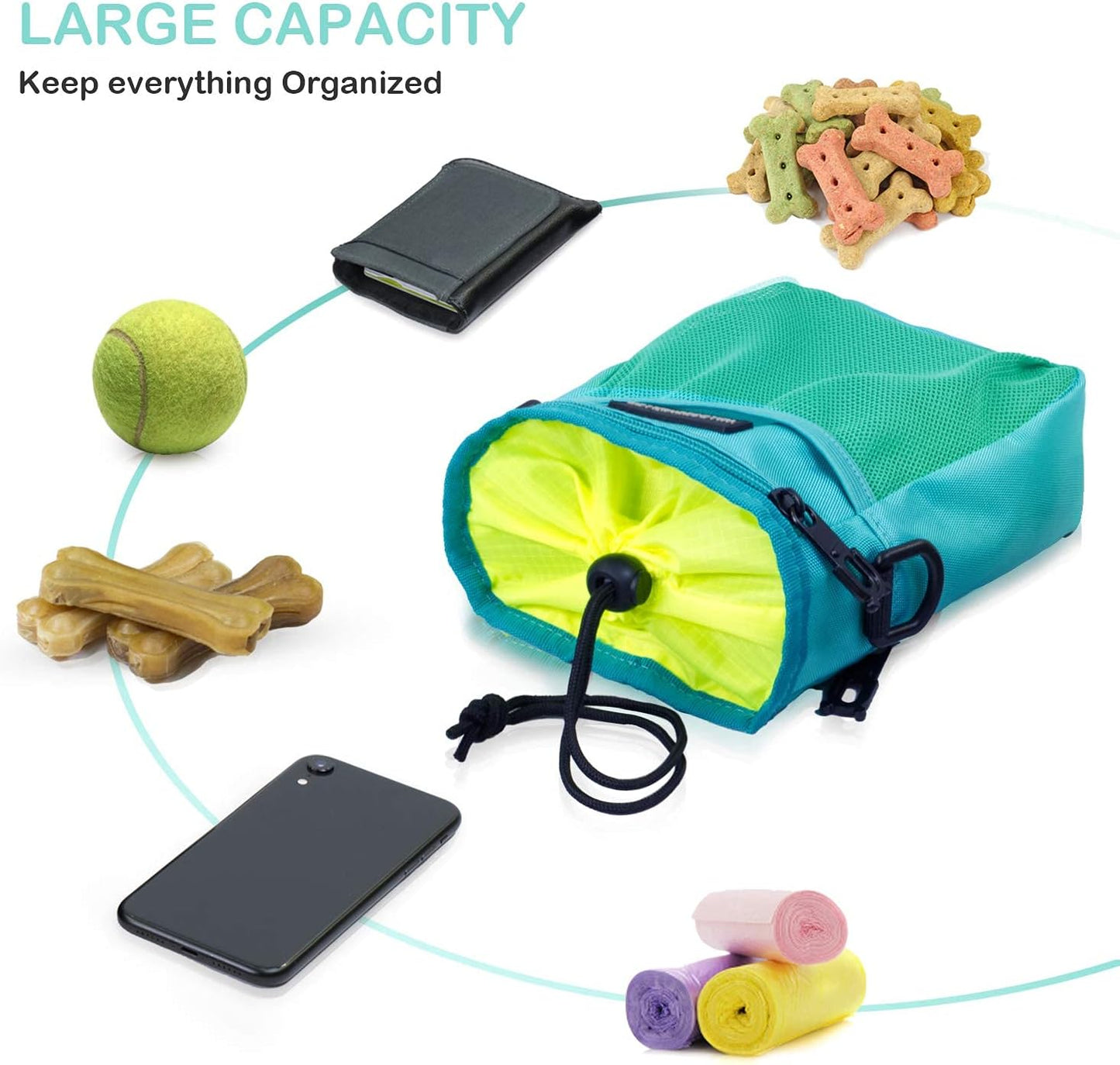 Dog Treat Pouch Waldseemuller Dog Treat Pouch for Training, Dog Training Treat Pouch with Waist Shoulder Strap,Dog Treat Bags Training Pouch 3 Ways to Wear,Dog Treat Pouch for Leash