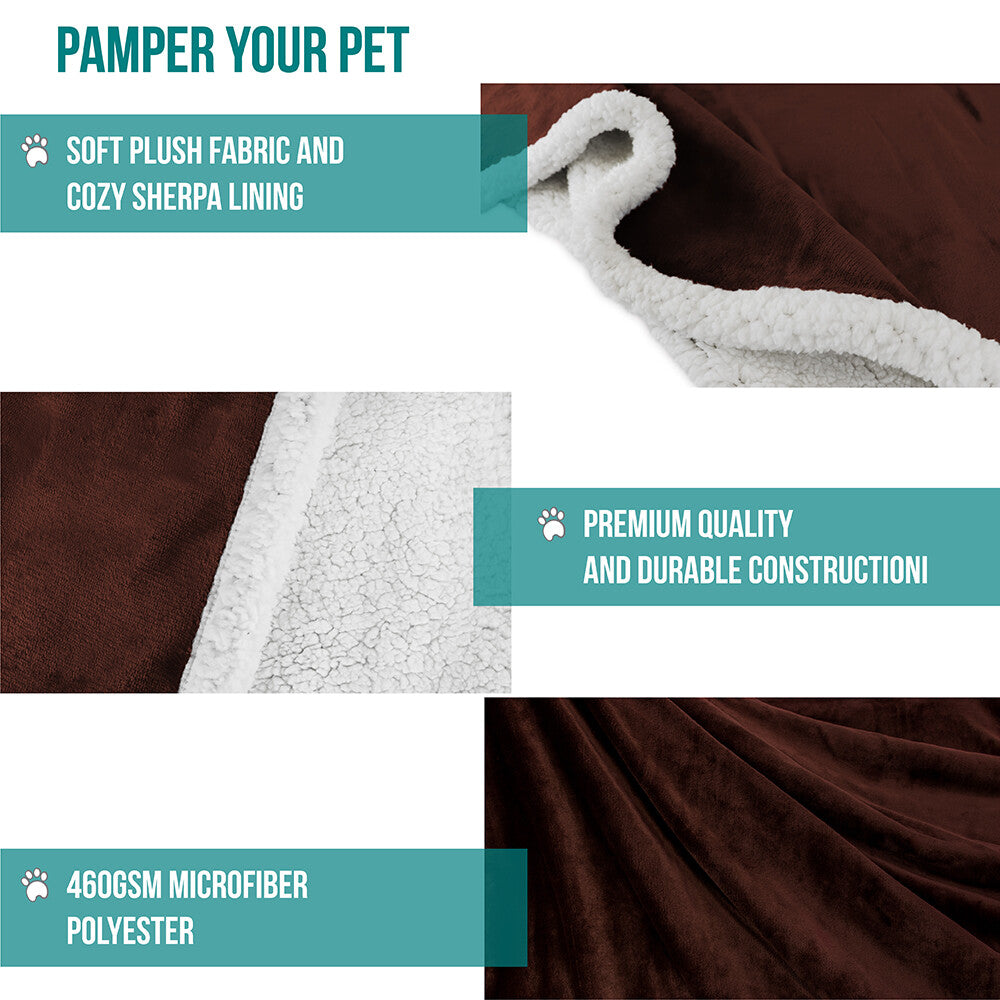Washable Pet Blanket Fleece Dog Cat Bed Soft Sherpa Reversible Dog Blanket Warm