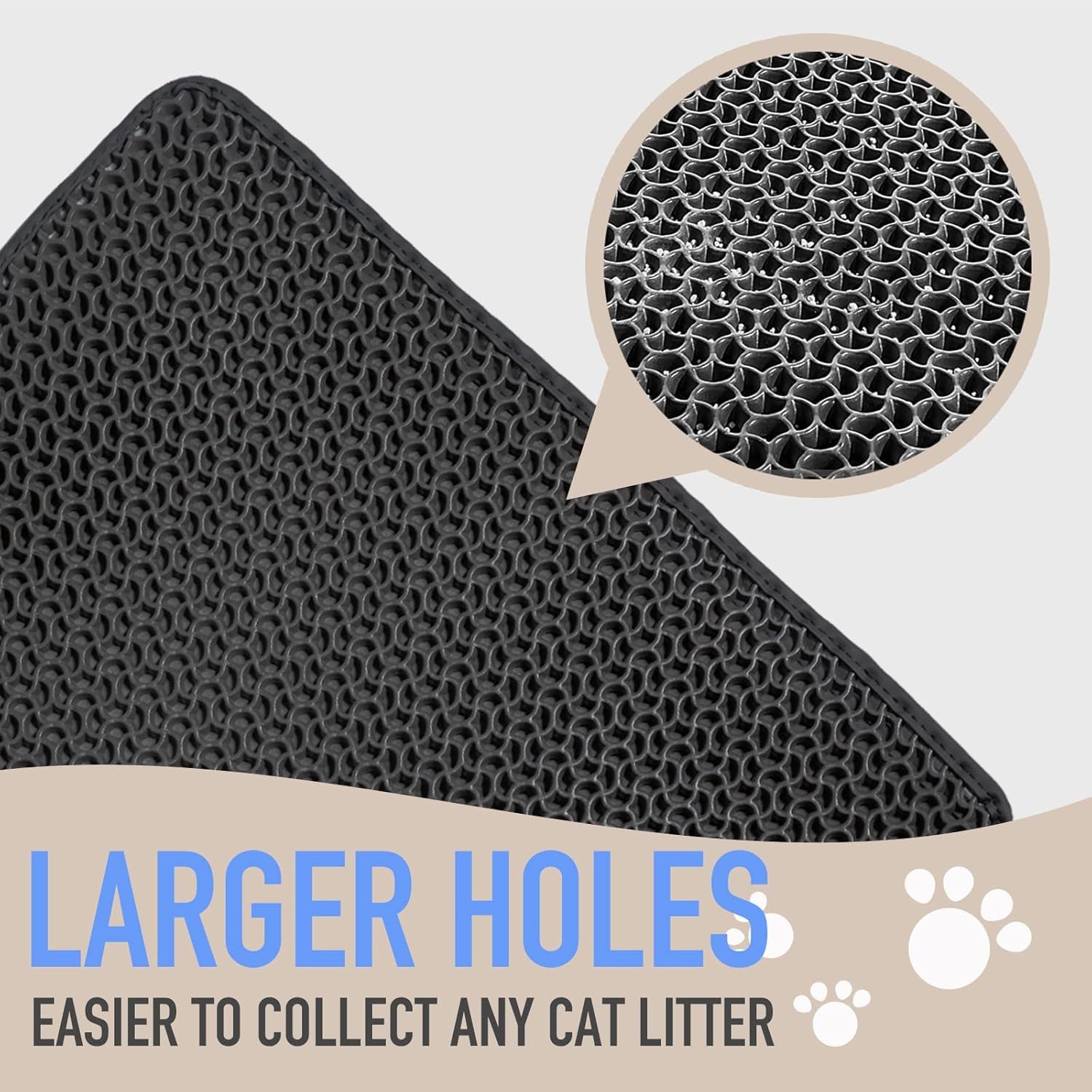 Cat Litter Mat: Double-Layer Easy Clean Litter Trapping Mat Catcher 29.5 X 23.6'' for Cat Litter Box, No Phthalate, Urine Proof & Waterproof, Larger Holes Kitty Litter Mat (Honeycomb Pattern)