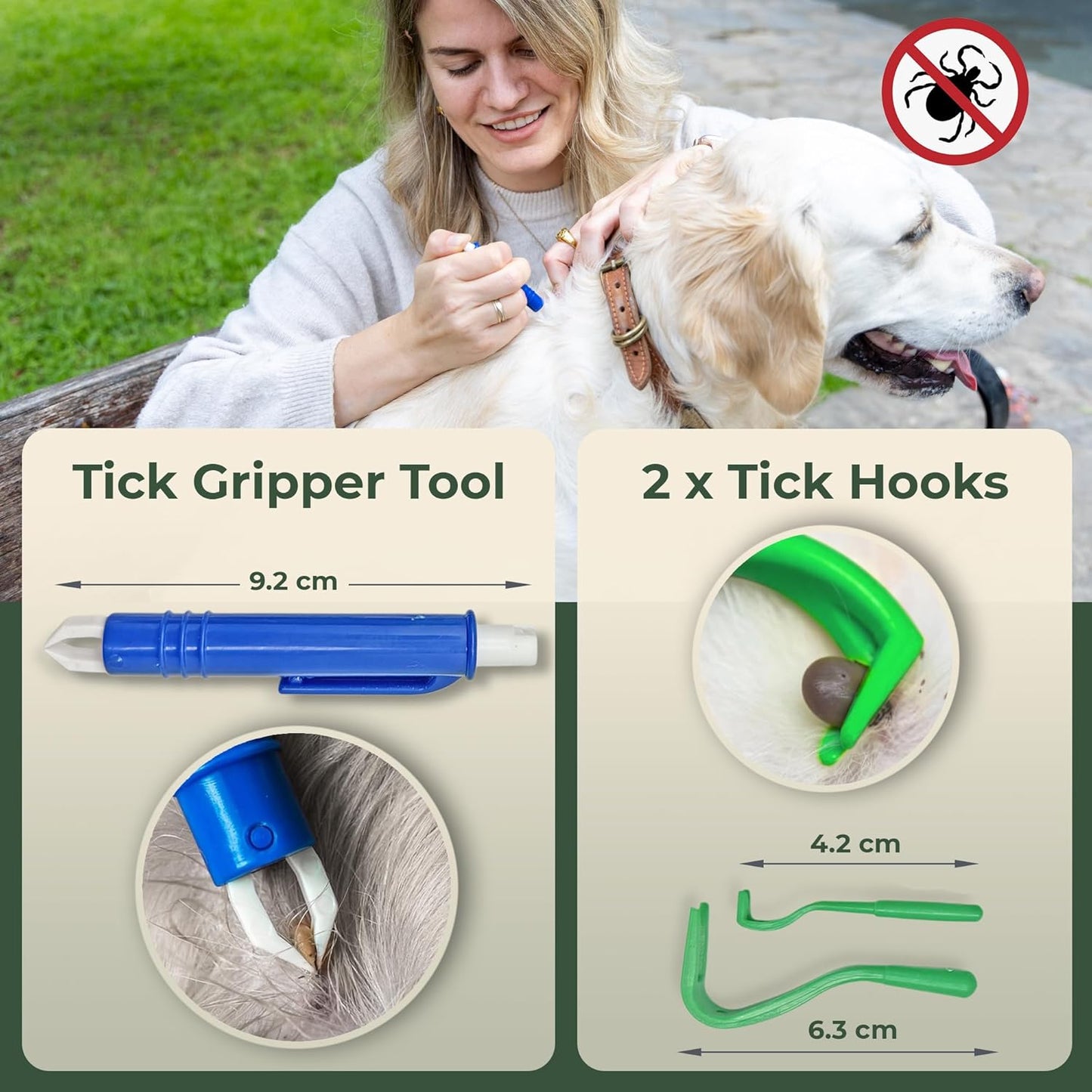 6-In-1 Tick Remover Kit – Tick Removal Tool Set with Stainless Steel Tick Tweezers, Tick Card, Hooks & Leather Case – Tick Remover for Dogs, Cats & Humans
