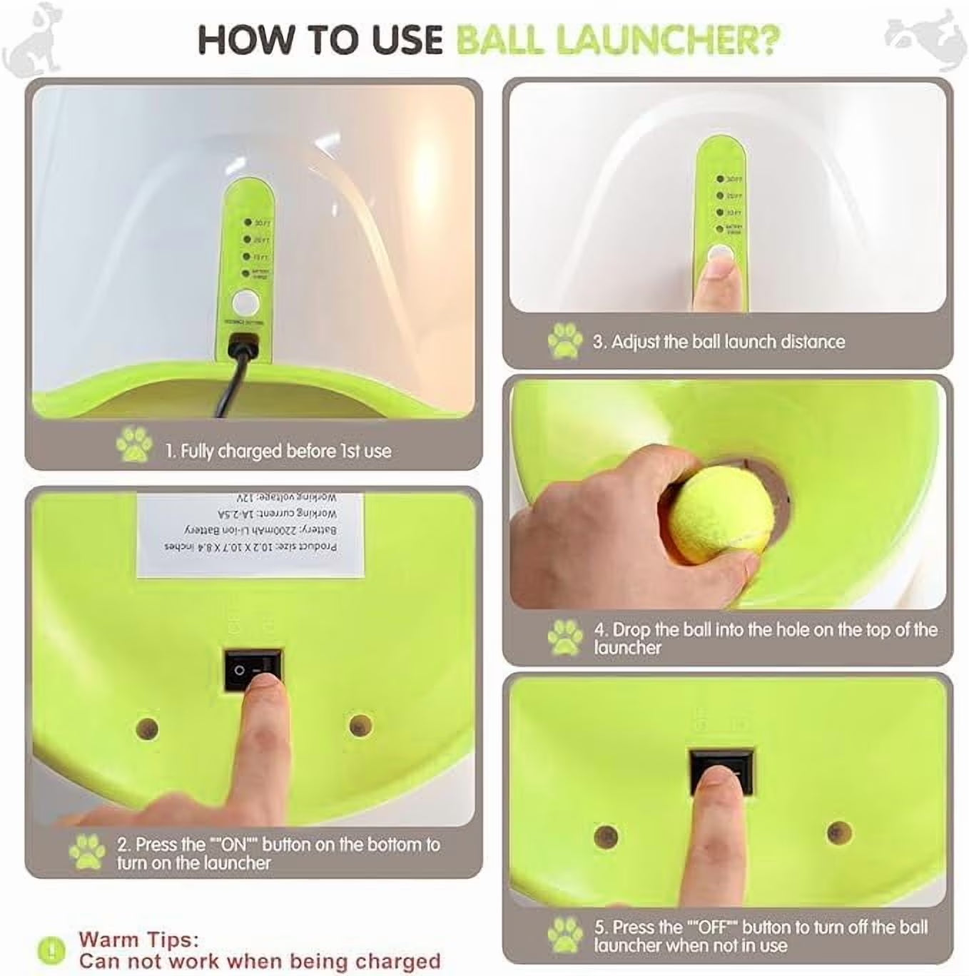 Ball Thrower for Dogs,Interactive Dog Fetch Machine,Automatic Ball Launcher for Dogs with 12 Tennis Balls,Dog Ball Thrower Machine with 10-30Ft 3 Launching Distance,For Small Dogs Indoor & Outdoor