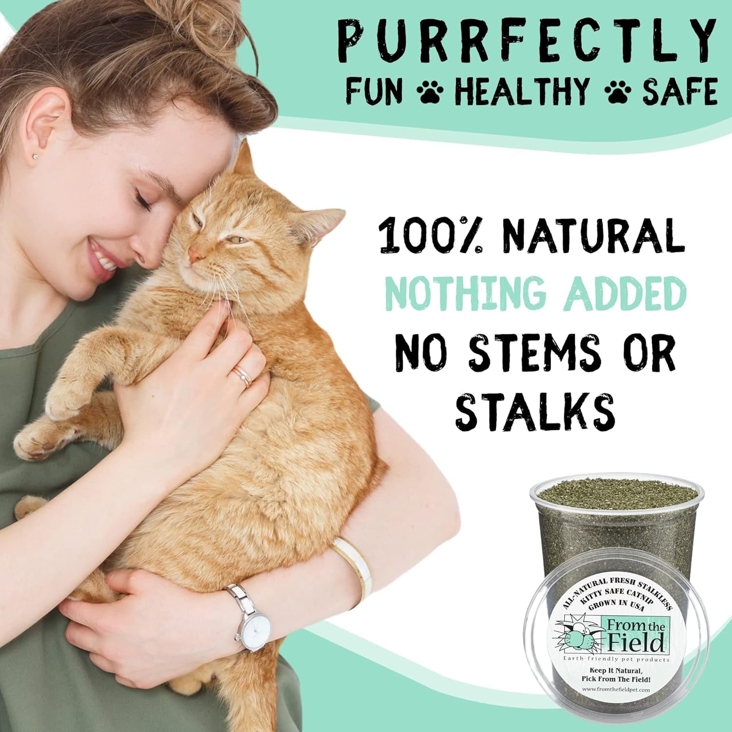 | Fine Ground Stalkless Catnip | Premium Usa-Grown Catnip for Toys & Playtime | Fresh, Potent, Non-Toxic, Eco-Friendly | Safe for Kittens & Cats | Resealable 6 Oz Tub