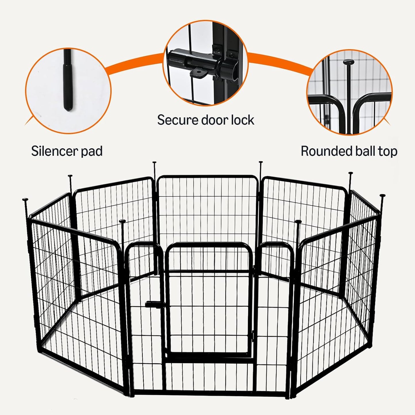 Dog Playpen, 8 Panels Metal Fence with Door, Foldable for Indoor and Outdoor Use, Suitable for Small to Medium Sized Dogs, 30 Inch Height, Black