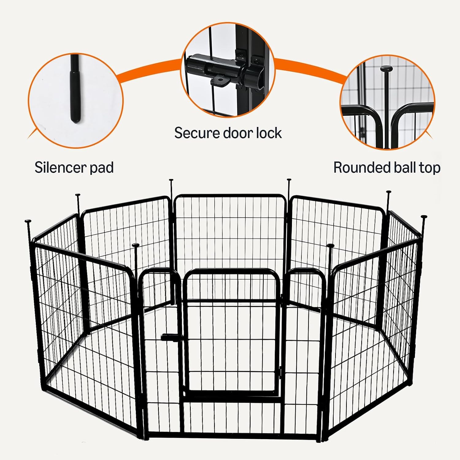 Dog Playpen, 8 Panels Metal Fence with Door, Foldable for Indoor and Outdoor Use, Suitable for Small to Medium Sized Dogs, 30 Inch Height, Black