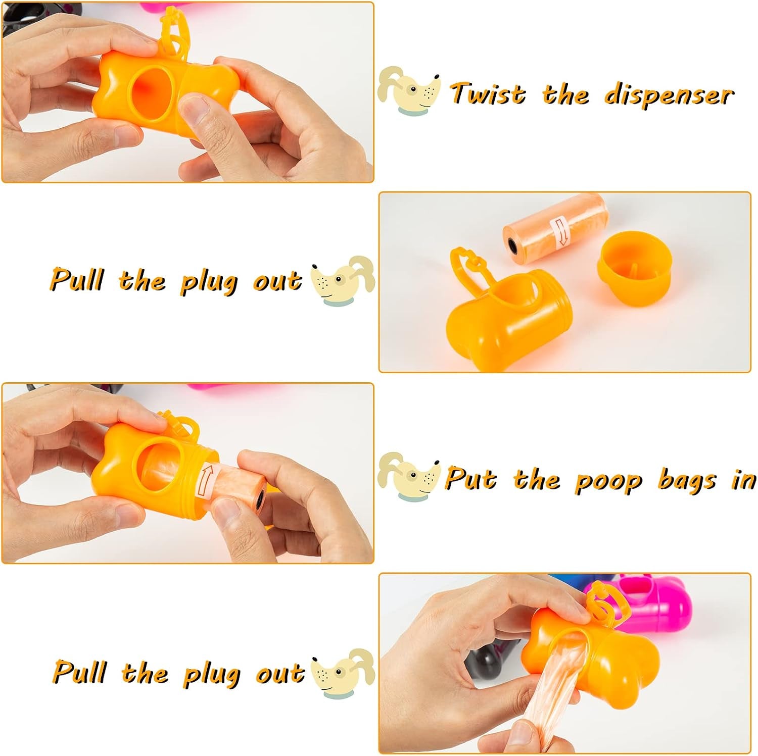 80 Pack Bone Shaped Poop Bag Dispenser Pet Waste Disposal Bag Dispenser (Random Color)