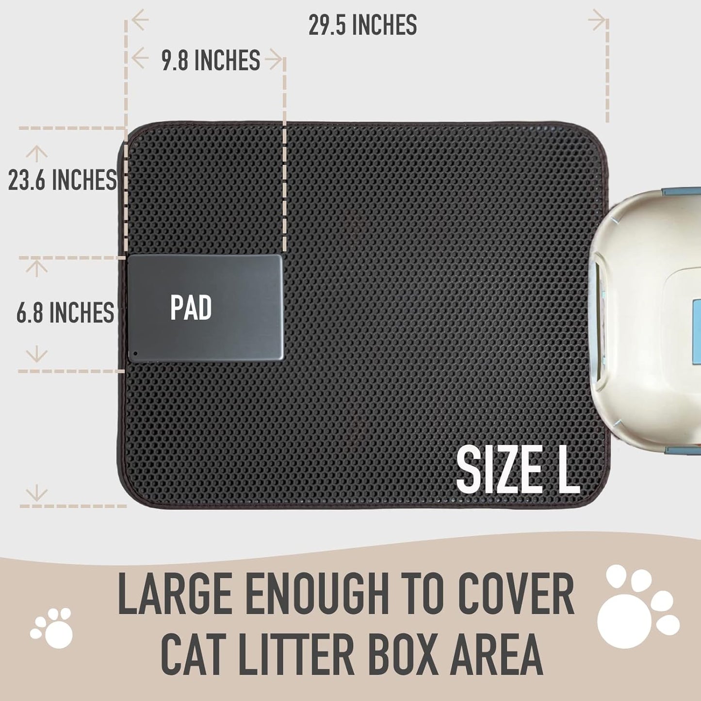 Cat Litter Mat: Double-Layer Easy Clean Litter Trapping Mat Catcher 29.5 X 23.6'' for Cat Litter Box, No Phthalate, Urine Proof & Waterproof, Larger Holes Kitty Litter Mat (Honeycomb Pattern)